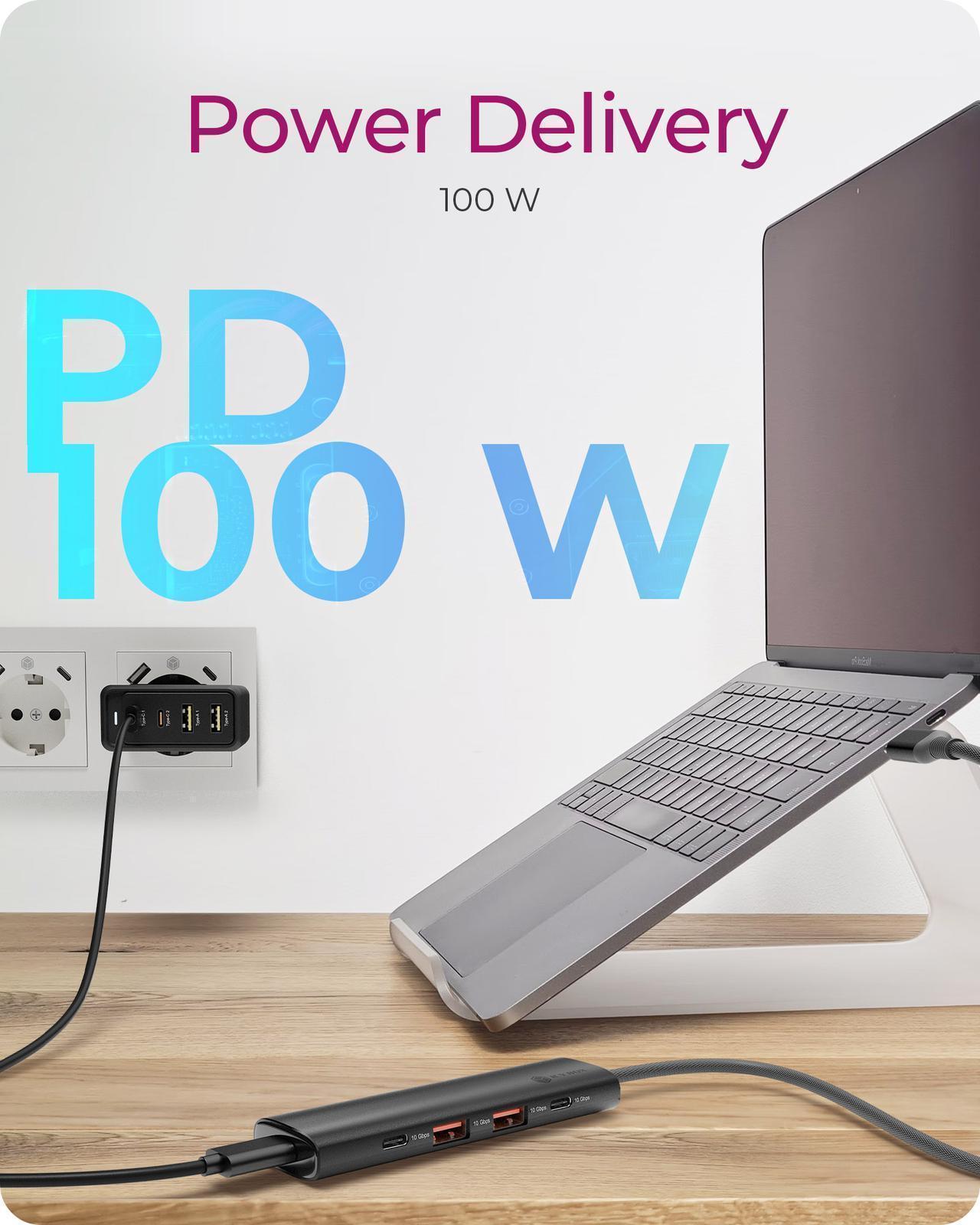 4-Port USB 3.2 Gen 2 Hub mit USB Power Delivery