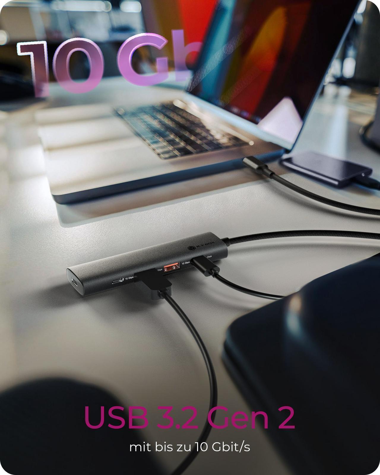 4-Port USB 3.2 Gen 2 Hub mit USB Power Delivery