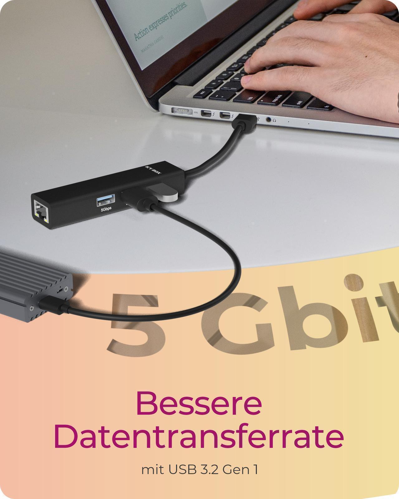 4 Port Hub mit USB 3.2 Gen 1 Type-A oder Type-C® Anschluss