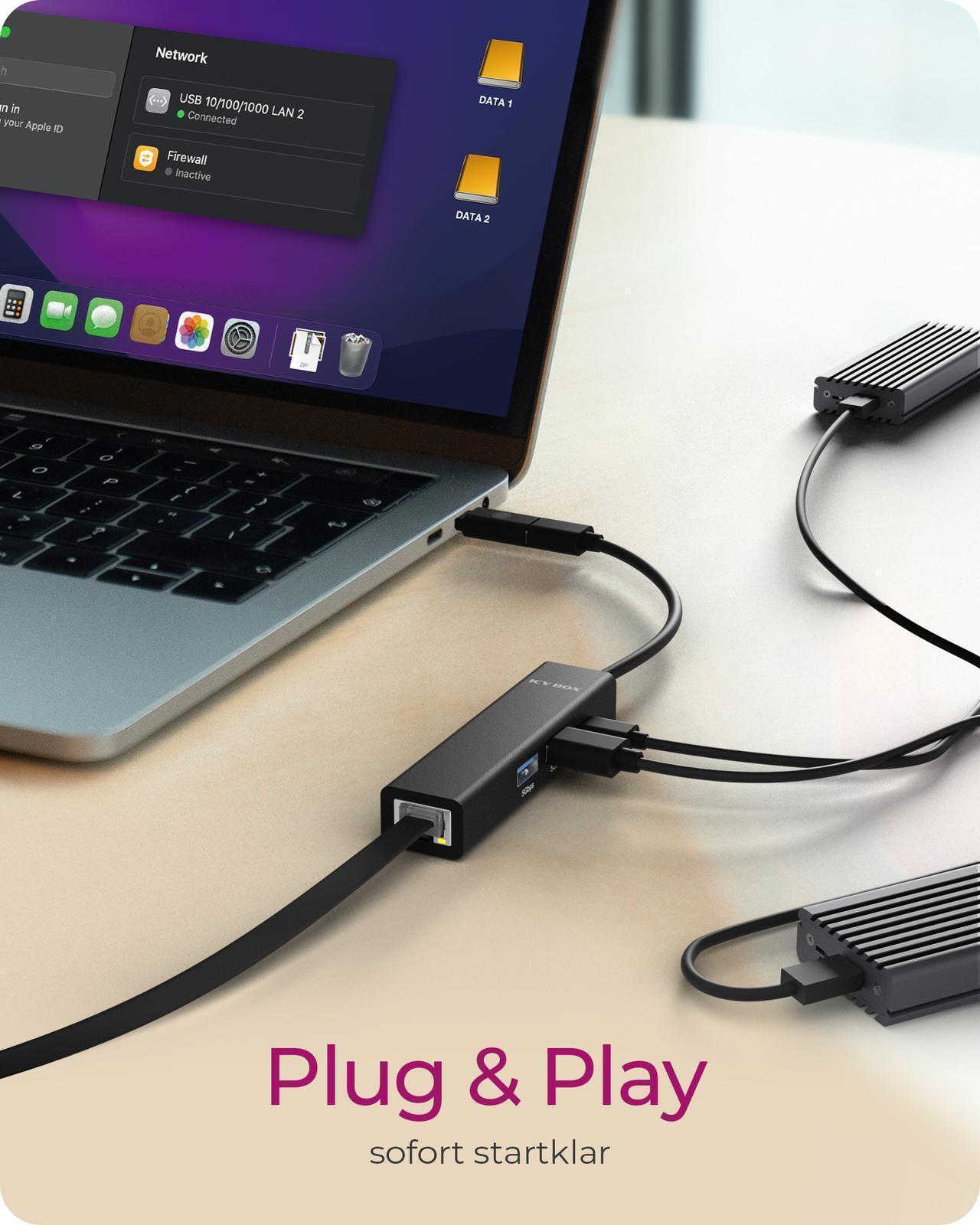 4 Port Hub mit USB 3.2 Gen 1 Type-A oder Type-C® Anschluss