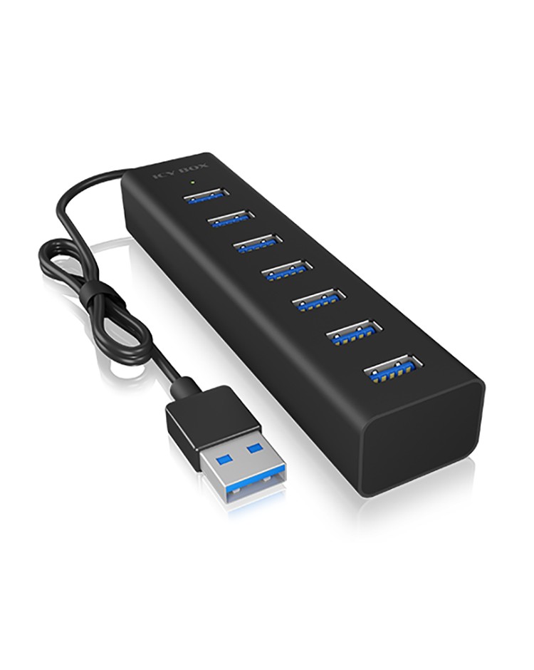 7-Port Hub mit USB Type-A Anschluss und Netzteil