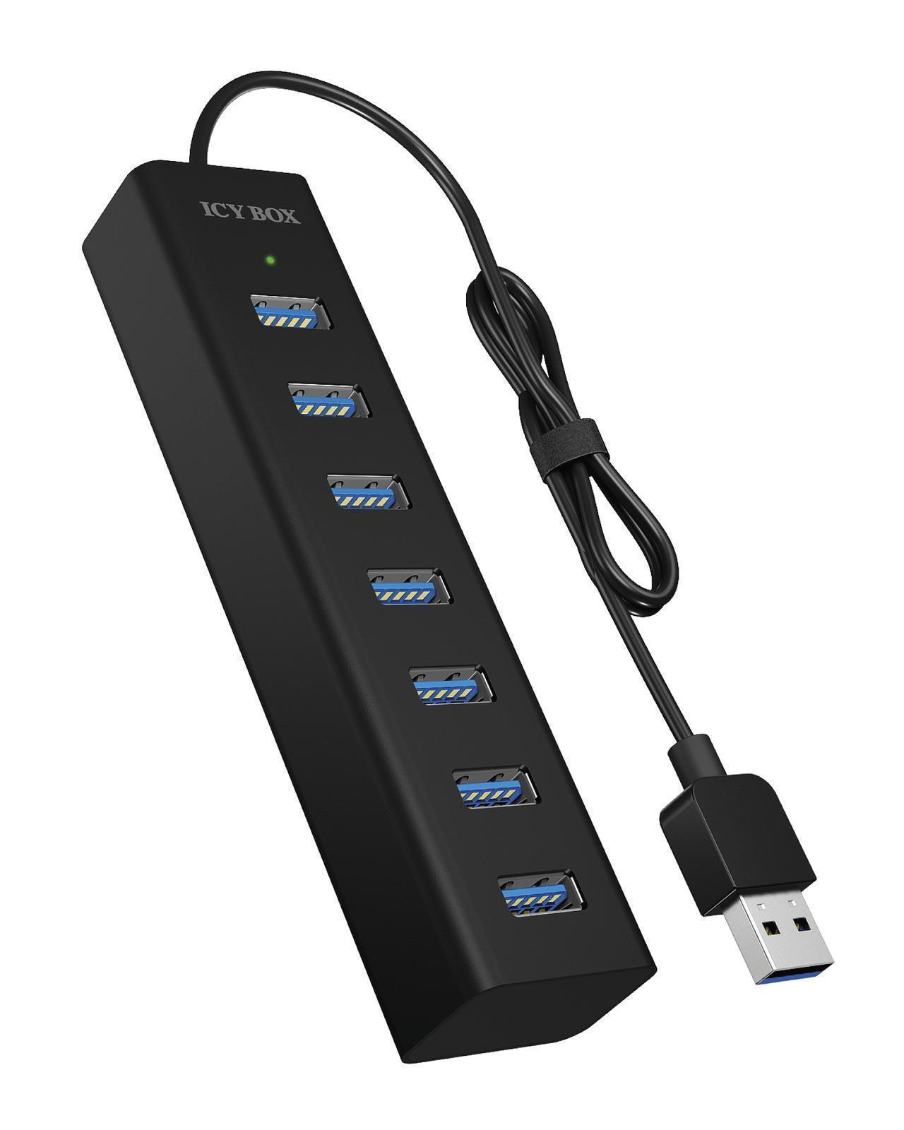 7-Port Hub mit USB Type-A Anschluss und Netzteil