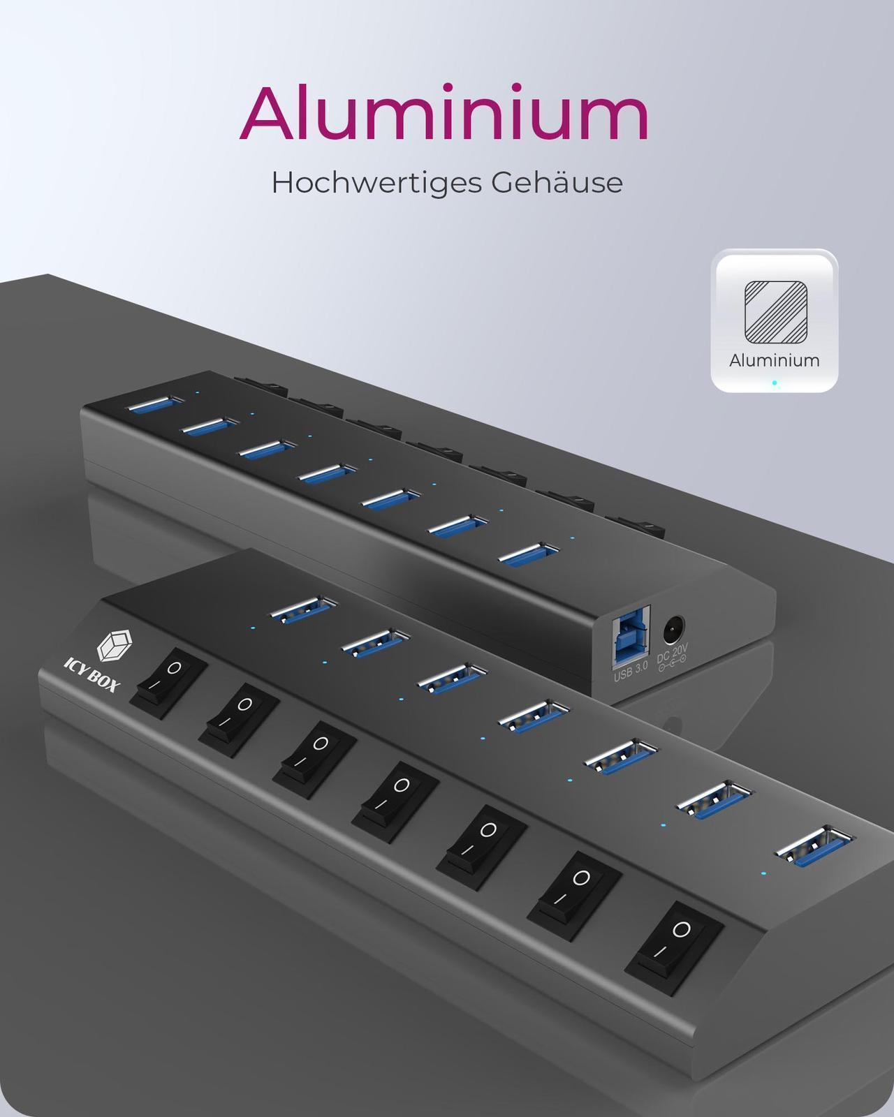 7-Port Hub mit USB 3.0 Type-C® und Type-A Anschluss und BC 1.2 unterstützung