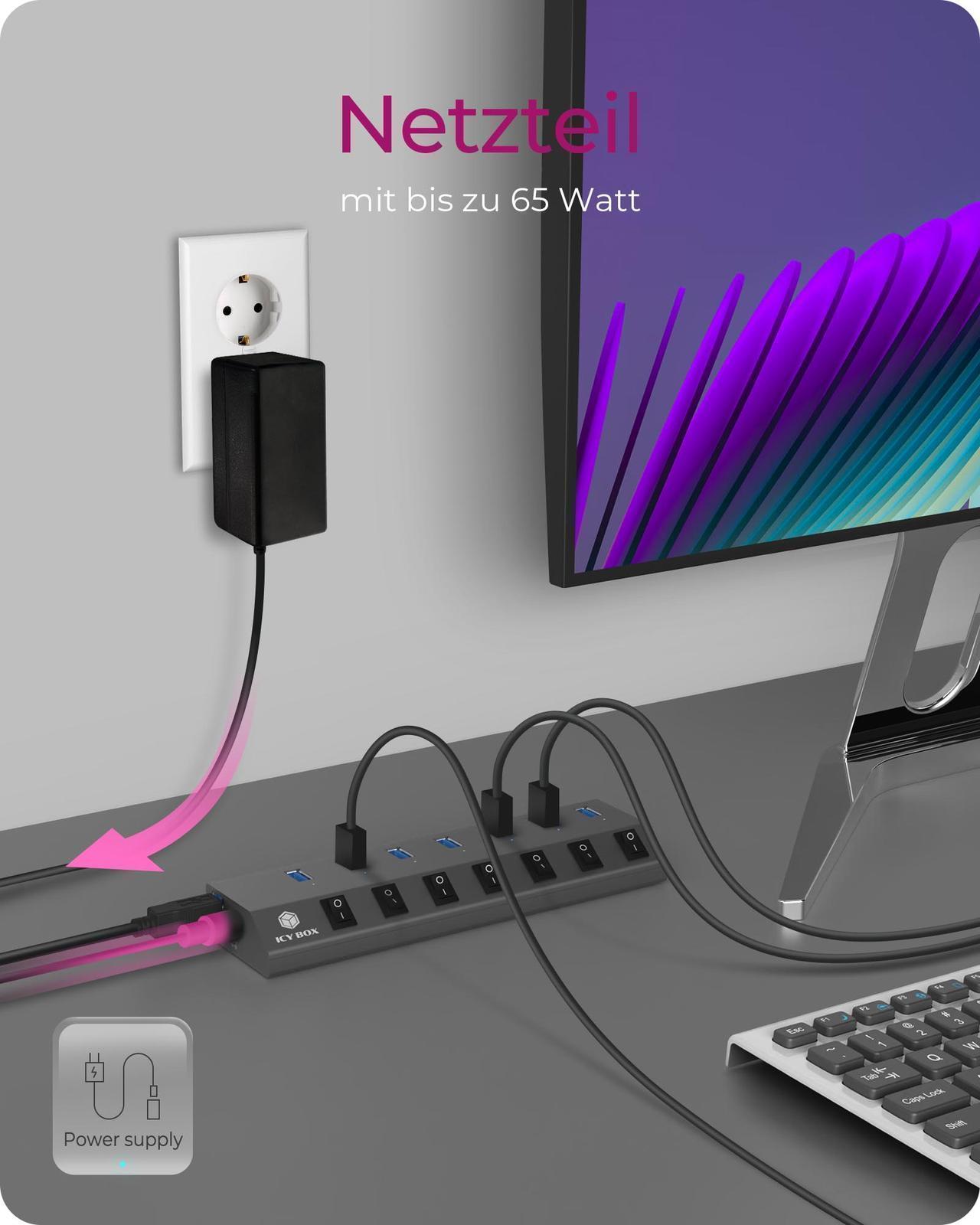 7-Port Hub mit USB 3.0 Type-C® und Type-A Anschluss und BC 1.2 unterstützung