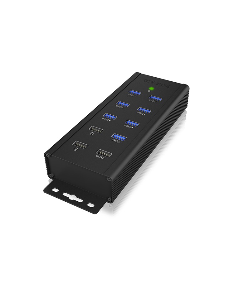 7 Port Industriehub mit USB Type-A Anschluss, QC 3.0 Ladeanschluss und 2x Schnellladeports