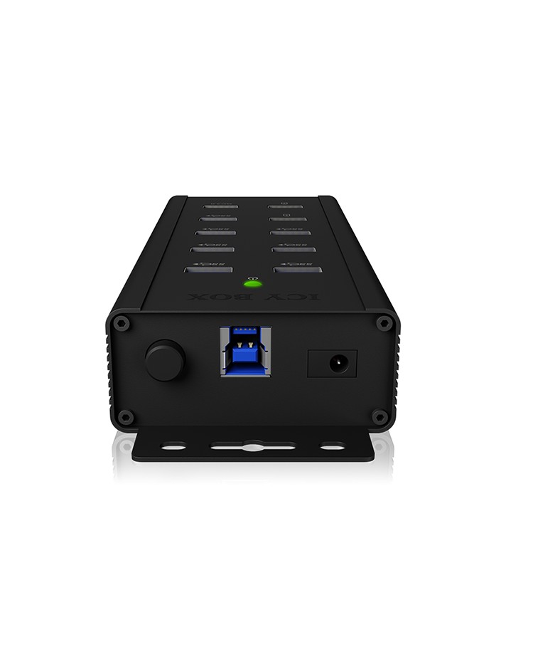 7 Port Industriehub mit USB Type-A Anschluss, QC 3.0 Ladeanschluss und 2x Schnellladeports