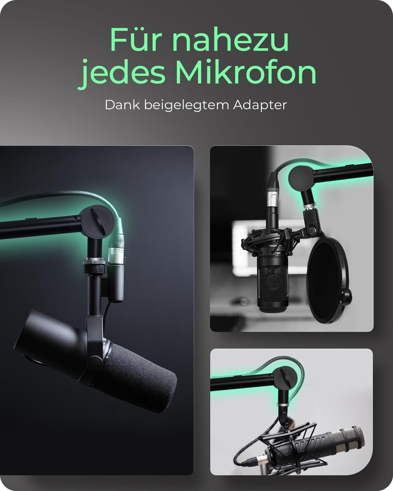 Professioneller Mikrofon-Auslegerarm mit Kabelmanagement und 360° drehbar