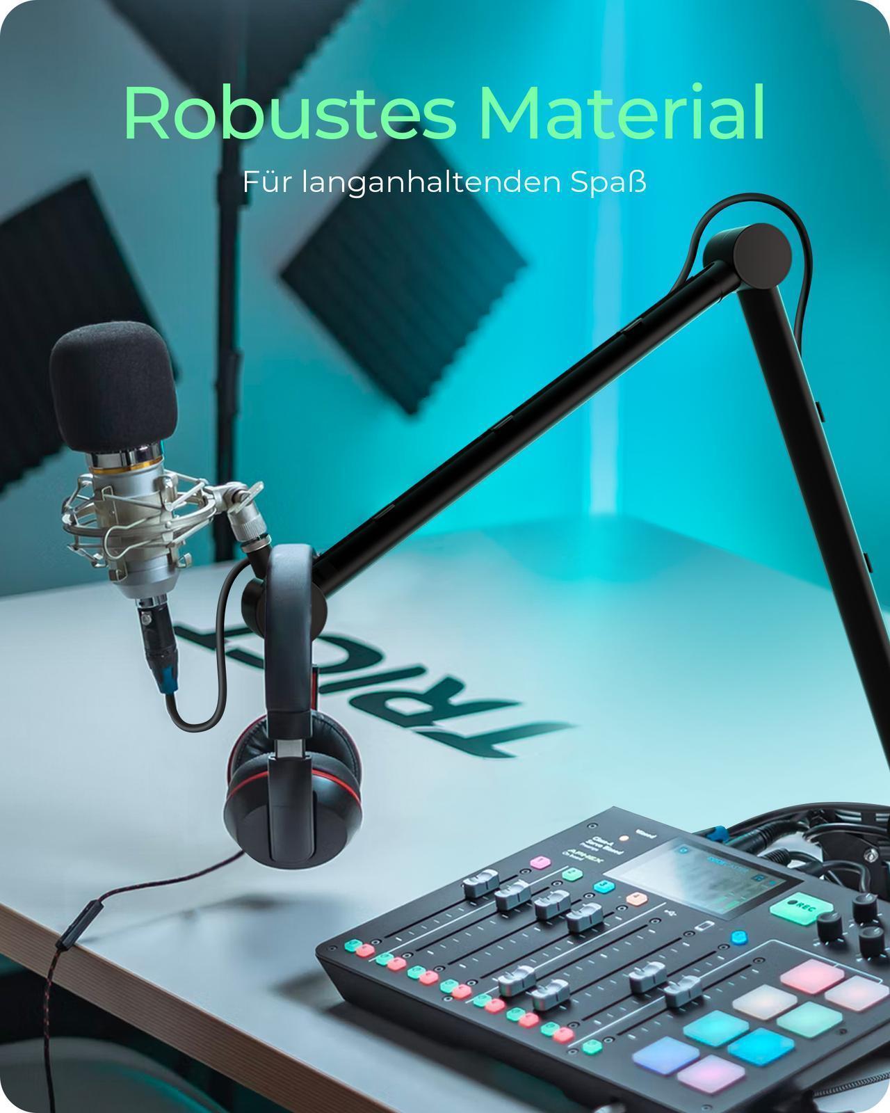 Professioneller Mikrofon-Auslegerarm mit Kabelmanagement und 360° drehbar