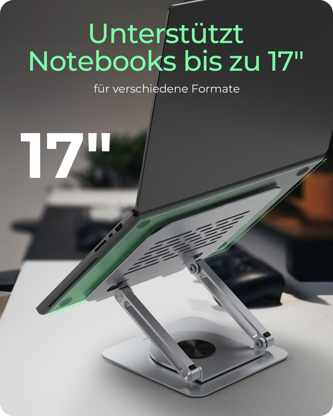 Höhenverstellbarer und drehbarer Notebook-Ständer für Notebooks bis 17“