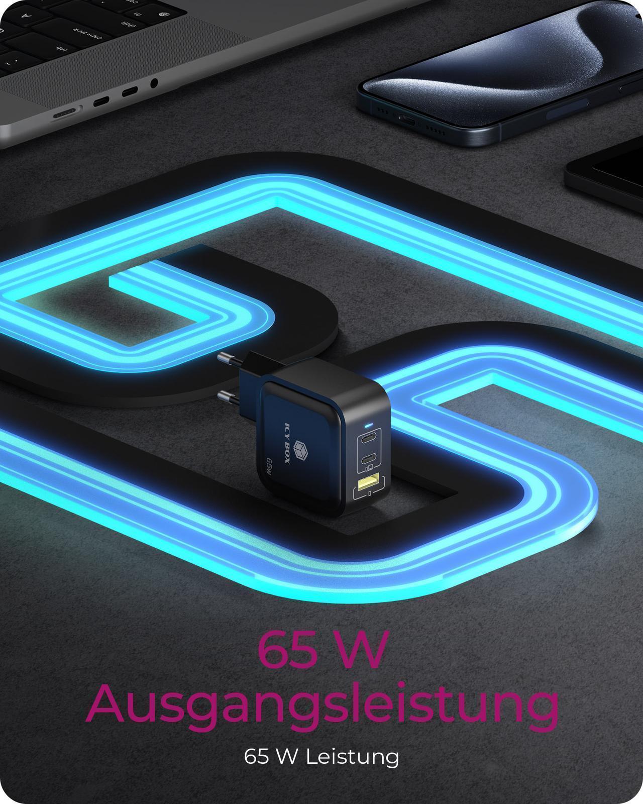 GaN Wandladegerät mit 65 W Power Delivery und Schnellladefunktion