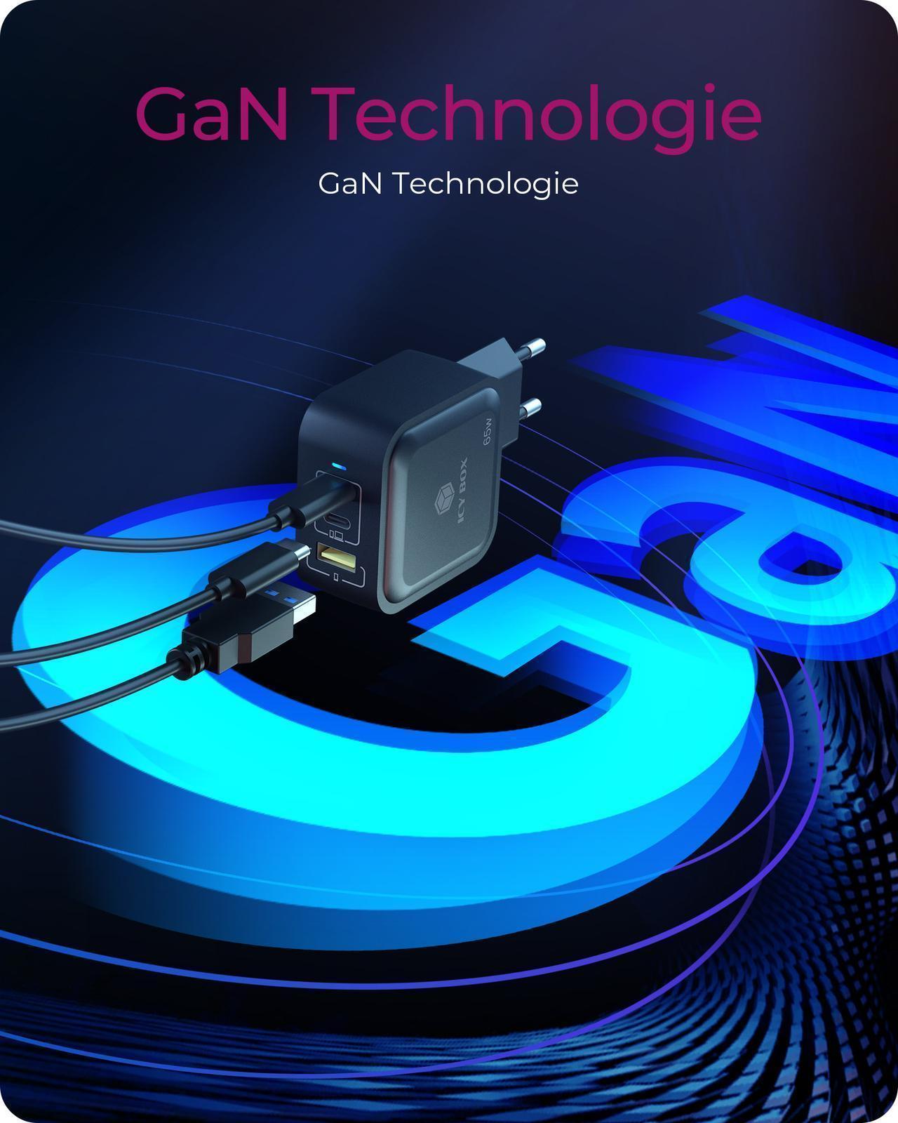 GaN Wandladegerät mit 65 W Power Delivery und Schnellladefunktion