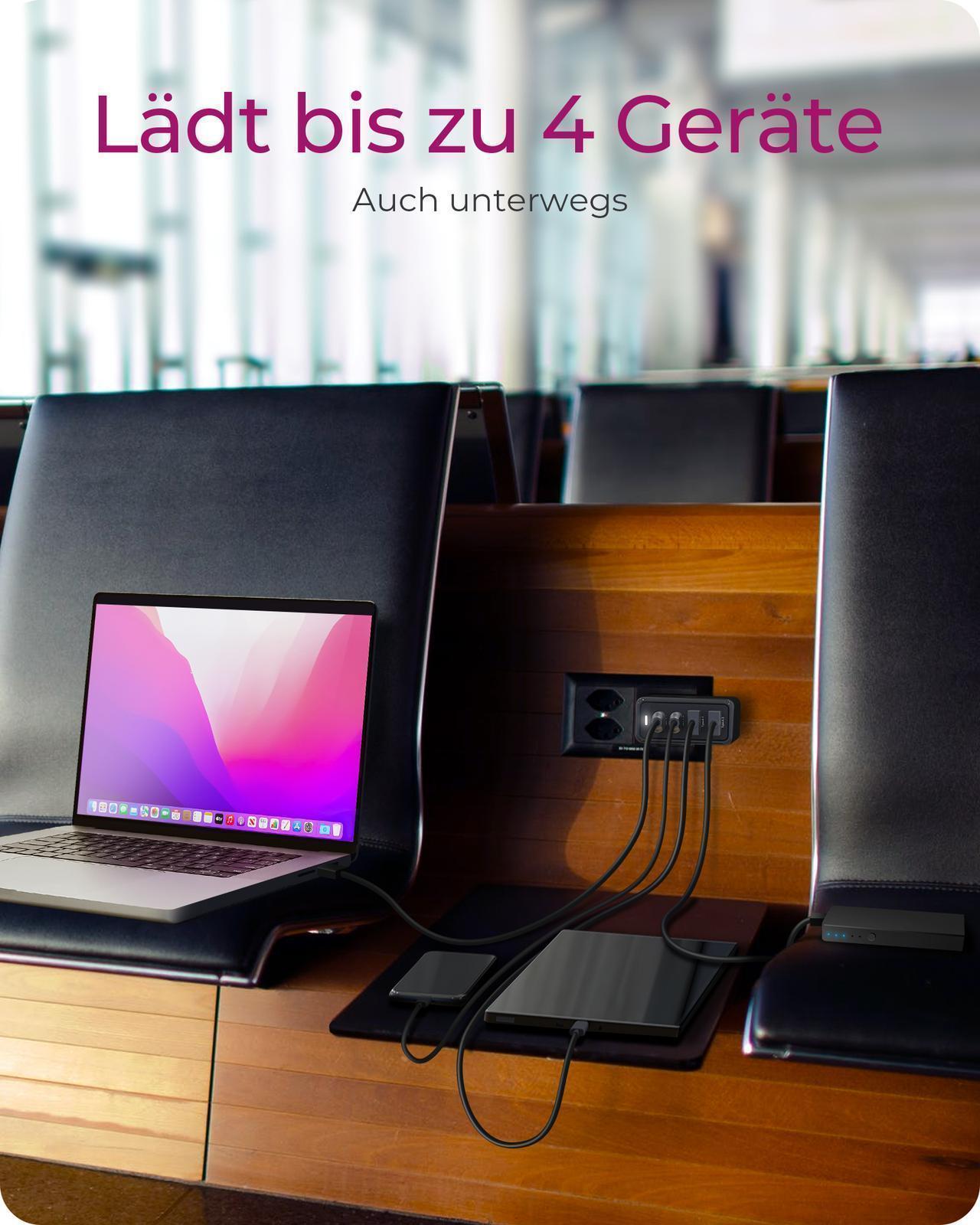 4-Port-Wandladegerät mit Power Delivery 3.0 und GaN-Unterstützung