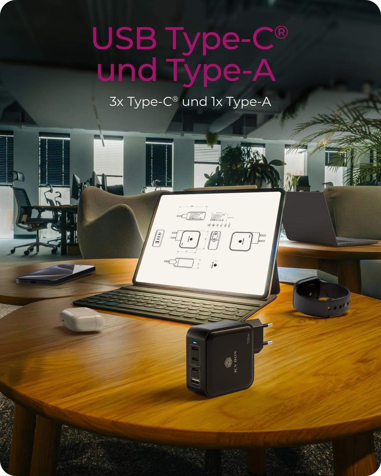 100W GaN Steckerladegerät mit Power Delivery 3.0 und GaN unterstützung