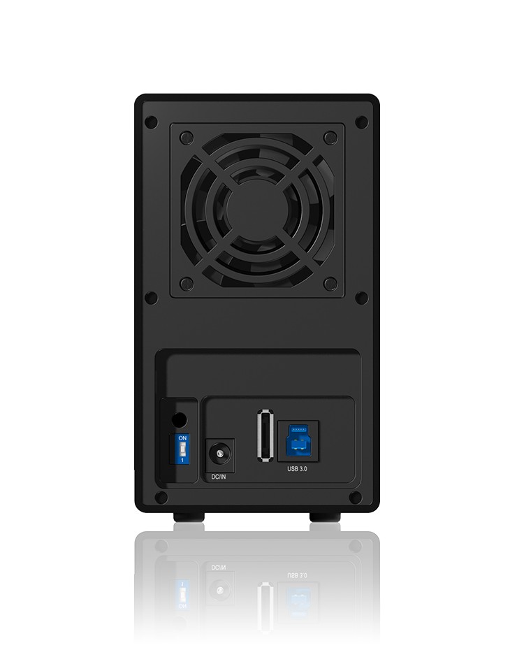 RAID Gehäuse für 2x HDD mit USB 3.0 Type-A und eSATA Anschluss und Lüfter