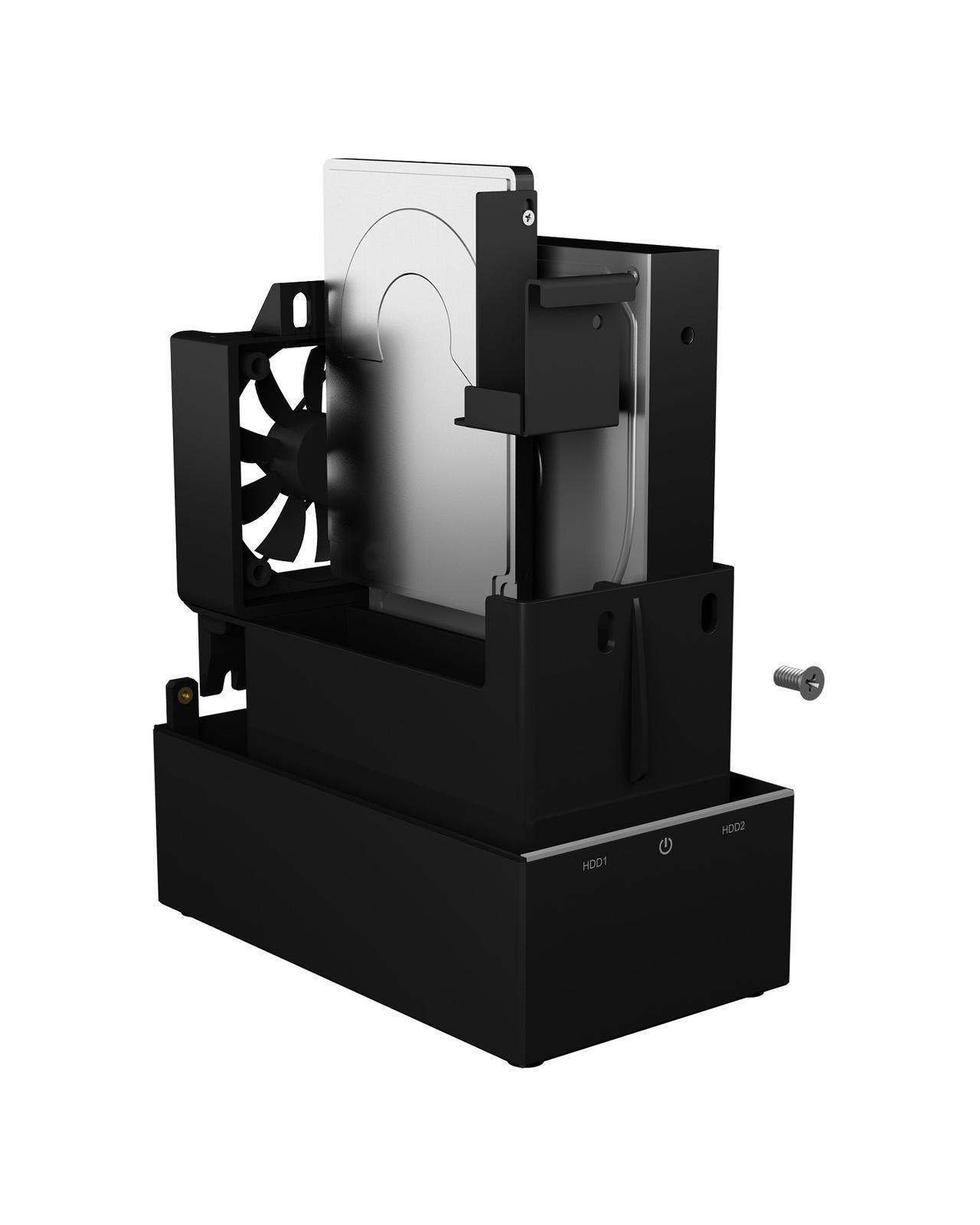 Raidgehäuse für 2x HDD/SSD mit USB 3.1 (Gen 2) Type-C® Anschluss und Lüfter