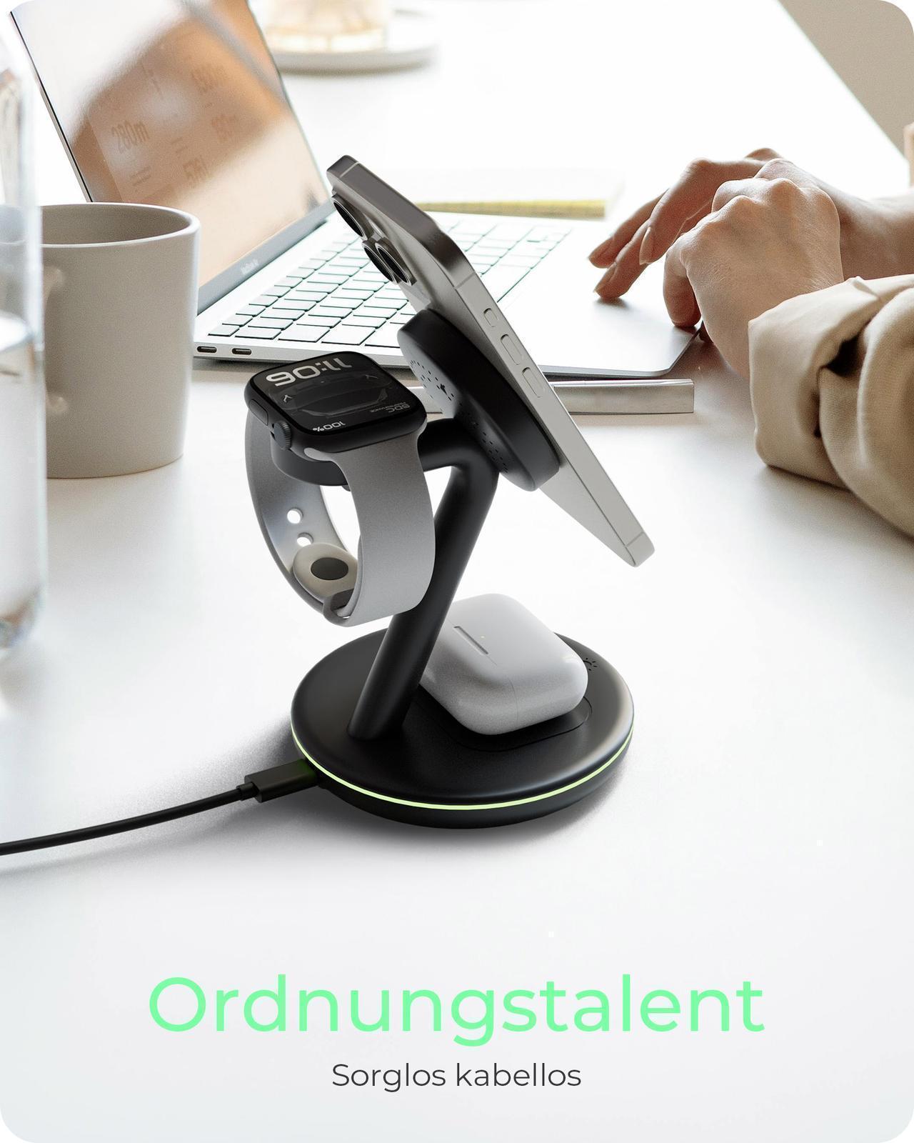 3-in-1 Kabellose Ladestation für Smartphone, Smartwatch und Kopfhörer