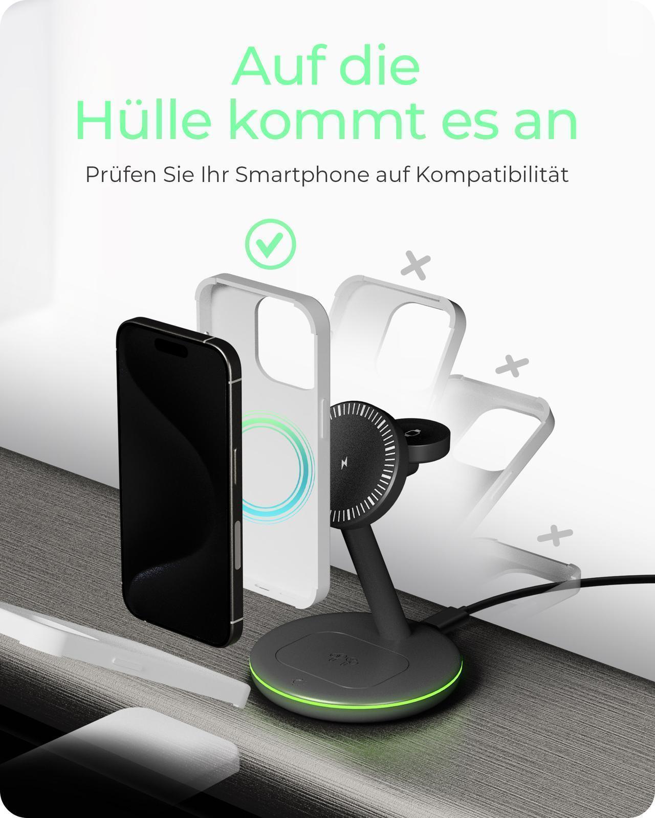 3-in-1 Kabellose Ladestation für Smartphone, Smartwatch und Kopfhörer