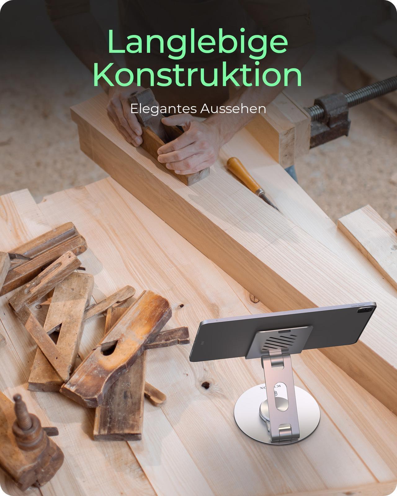 360° drehbarer und verstellbarer Smartphone- und Tablet-Ständer für bis zu 12.9"