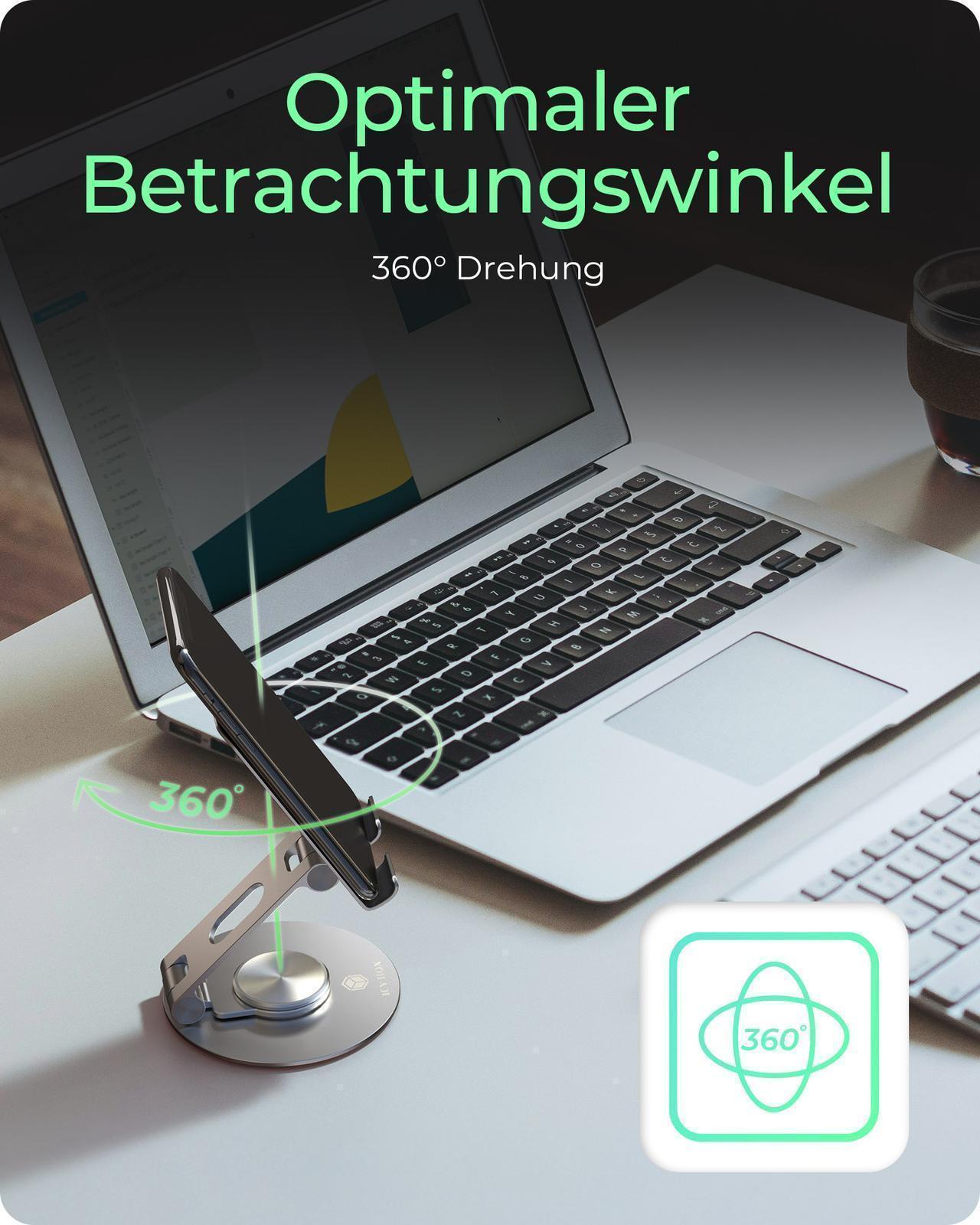 360° drehbarer und verstellbarer Smartphone- und Tablet-Ständer für bis zu 12.9"