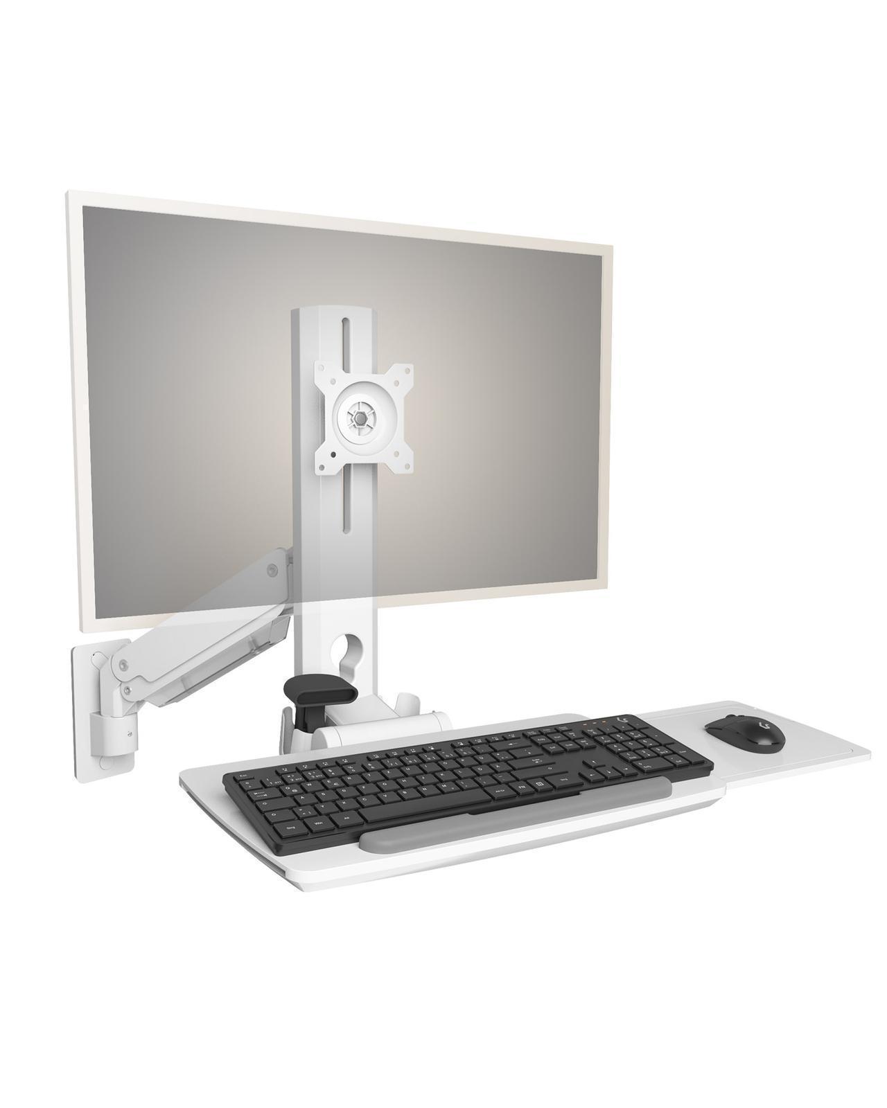 Wandhalterung für ein Monitor mit Tastatur- und Mausablage