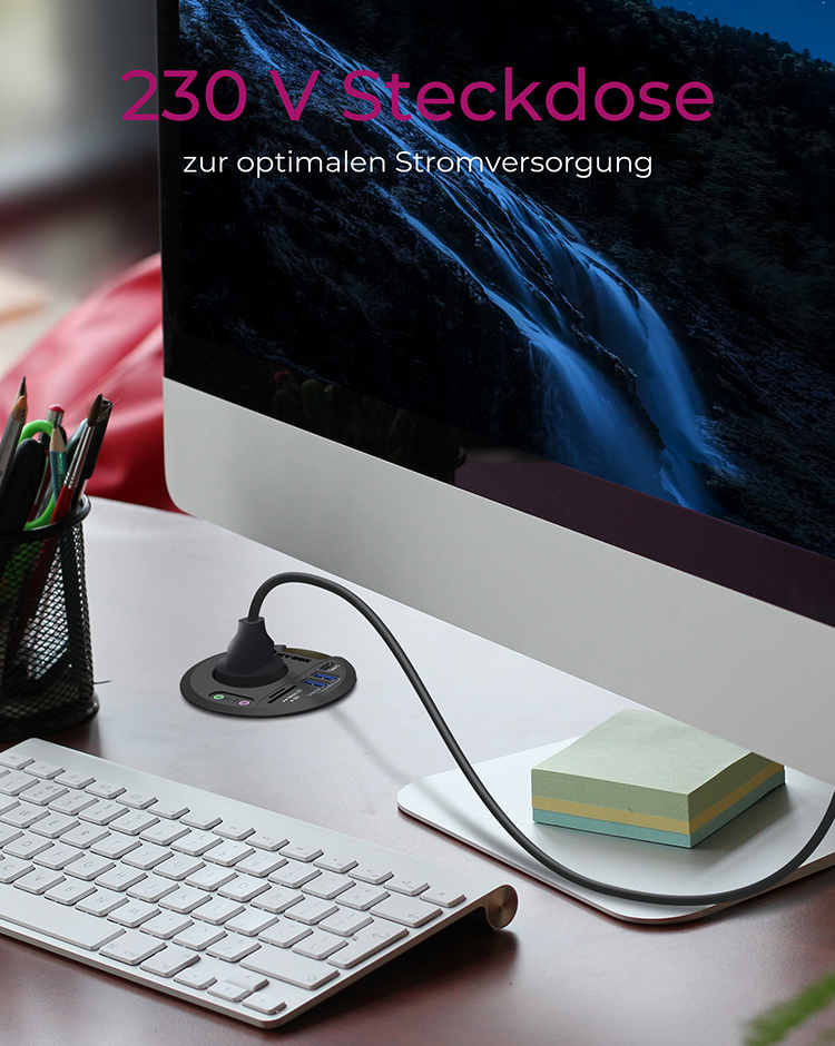 Multiport Tisch-Hub mit 2x USB 3.2 Gen 1 Type-A & 1x Type-C® und Kartenleser