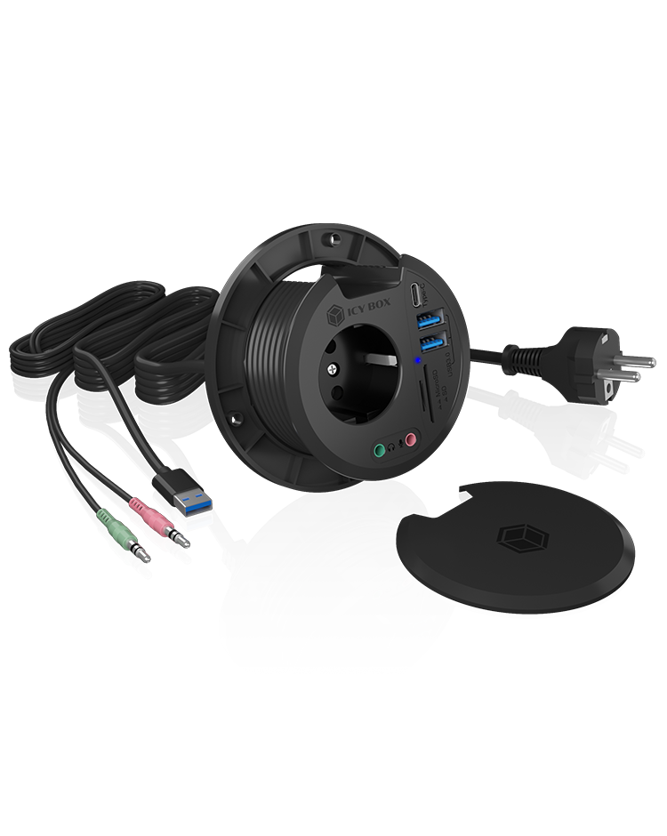 Multiport Tisch-Hub mit 2x USB 3.2 Gen 1 Type-A & 1x Type-C® und Kartenleser