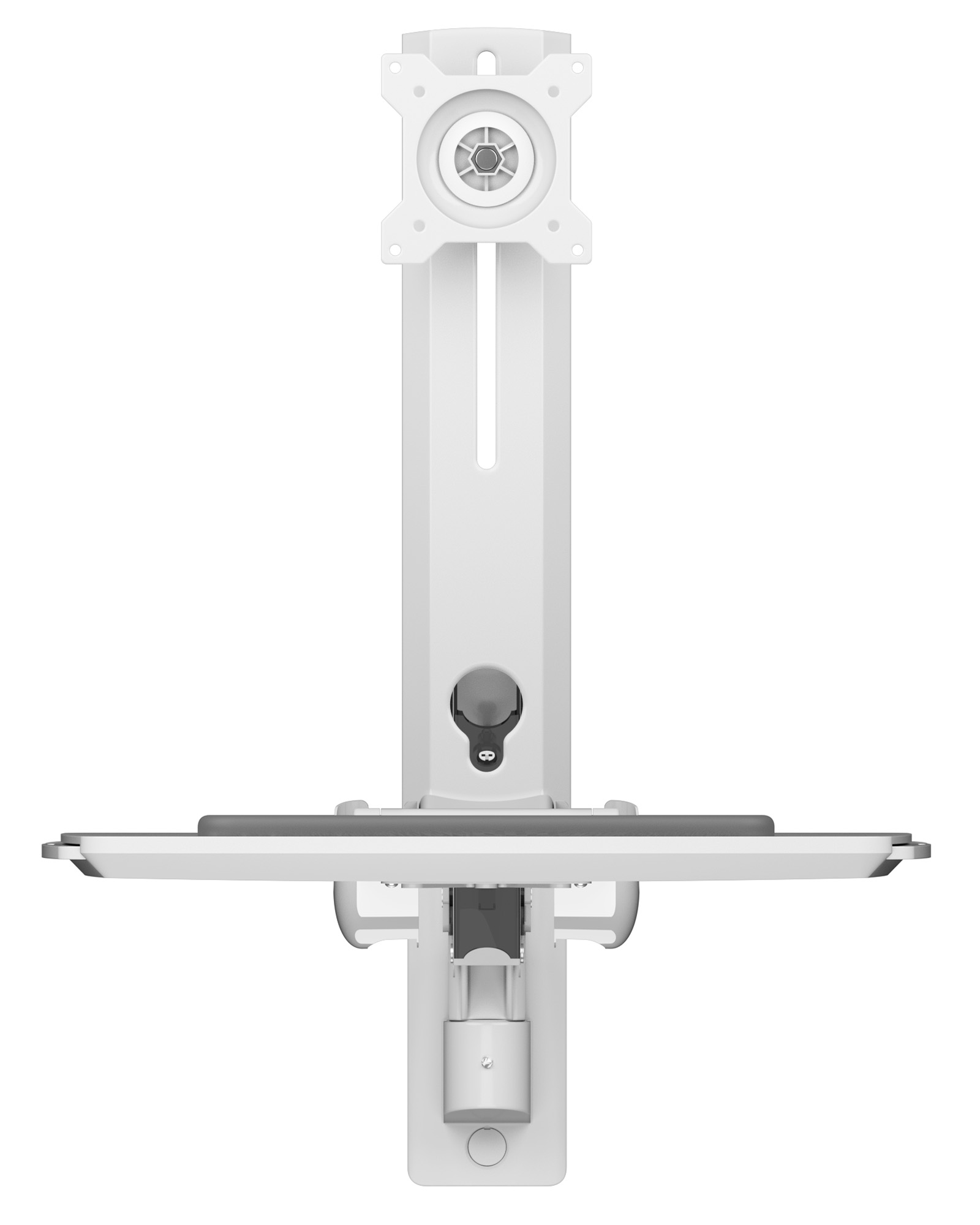 Wandhalterung für ein Monitor mit Tastatur- und Mausablage