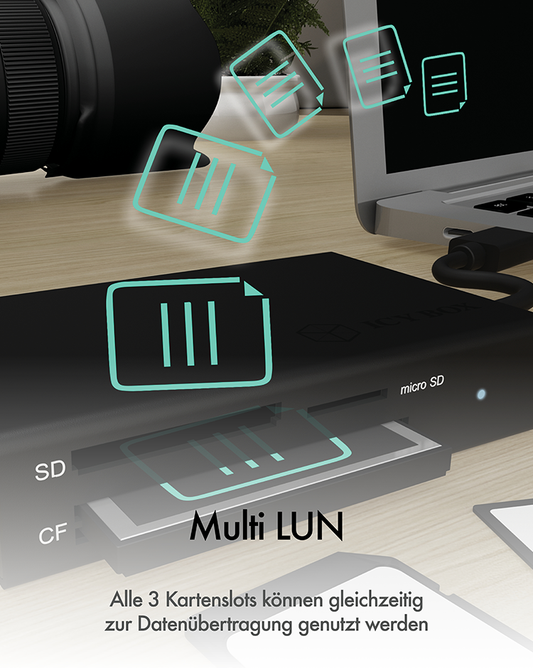 3-fach Kartenleser mit USB 3.0 Type-C® Anschluss