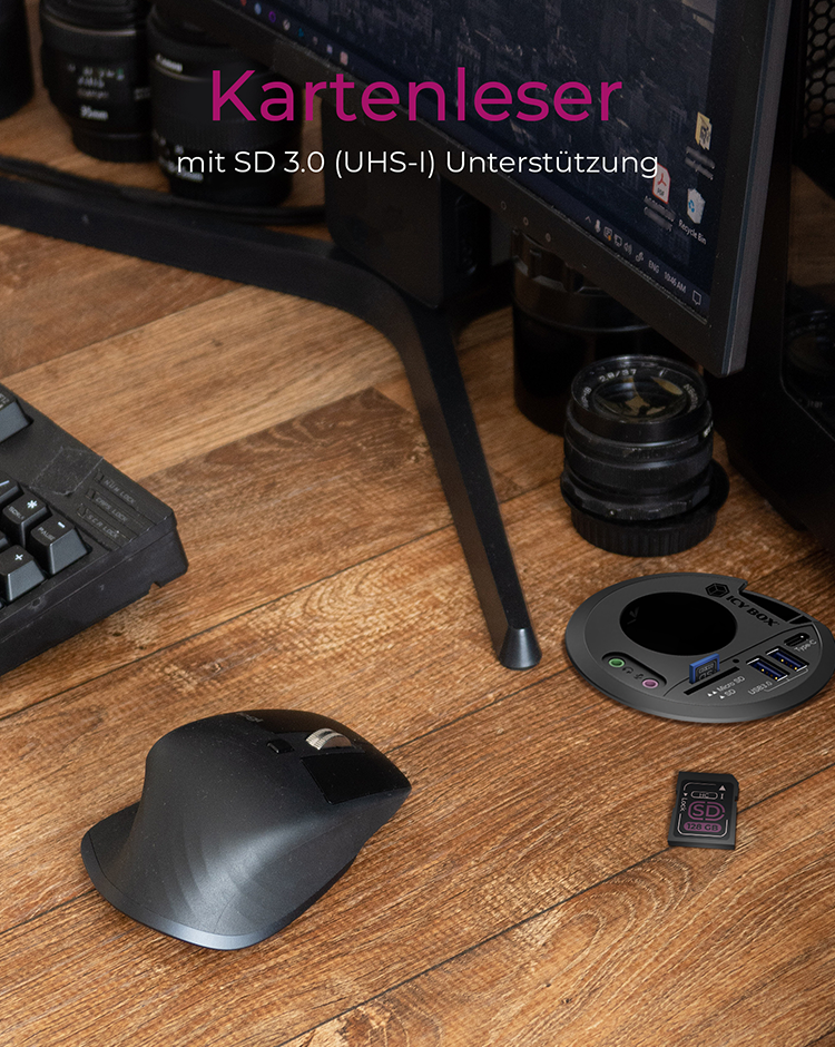 Multiport Tisch-Hub mit 2x USB 3.2 Gen 1 Type-A & 1x Type-C® und Kartenleser