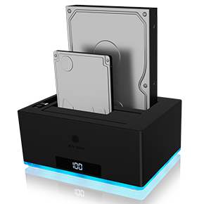 Docking & Klonstation für 2x HDD/SSD mit USB 3.0 Type-A & Type-C® Anschluss und RGB Beleuchtung