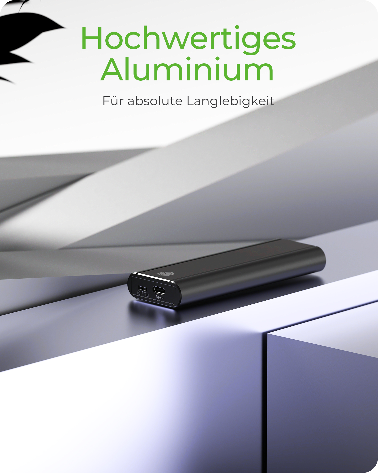 Gehäuse für 1x M.2 NVMe SSD USB 3.2 Gen 2 Type-C® Anschluss und Schreibschutz