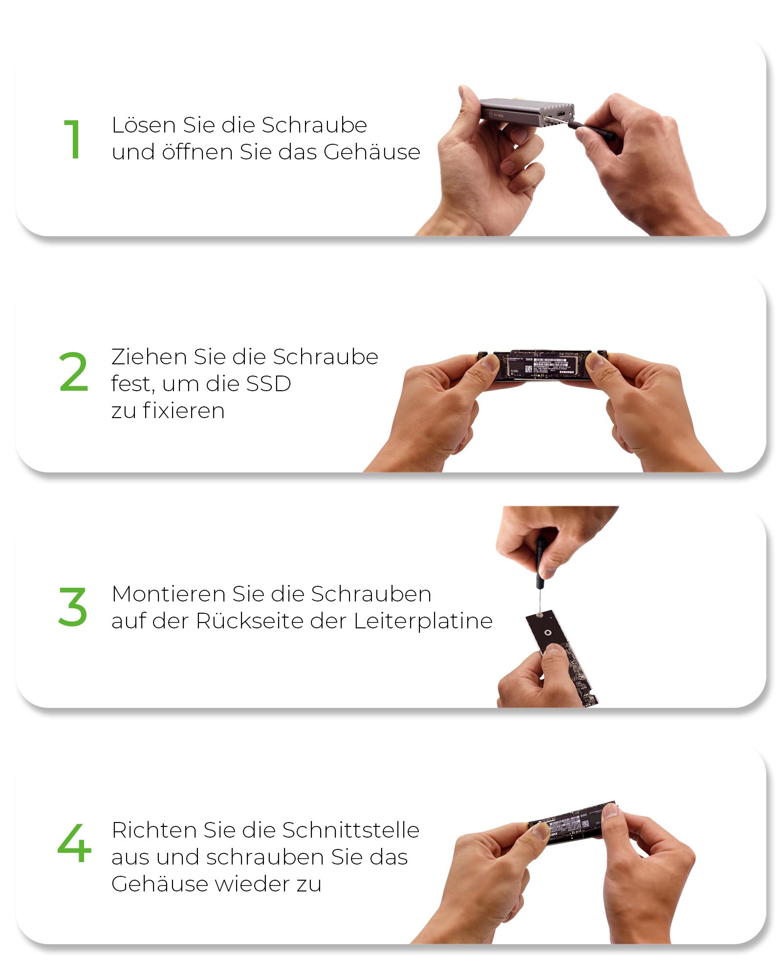 Gehäuse für 1x NVMe mit USB 3.1 (Gen 2) Type-C® und Type-A Anschluss