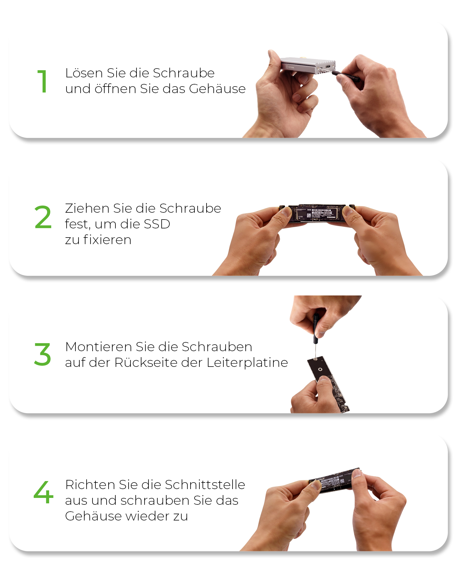 Gehäuse für 1x NVMe mit USB 3.1 (Gen 2) Type-C® und Type-A Anschluss