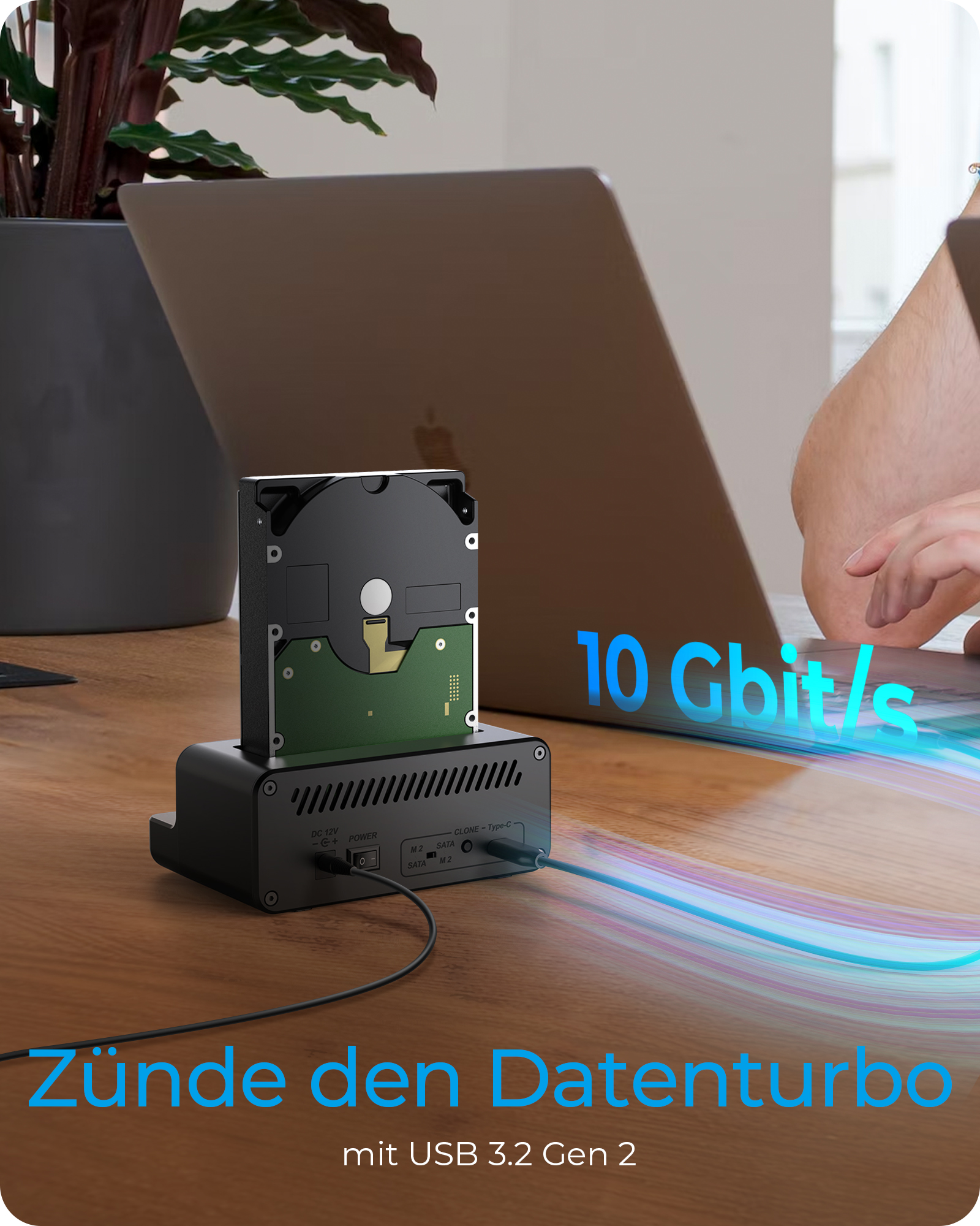 Docking & Klonstation für M.2 NVMe SSD & 2,5''/3,5'' SATA SSD/HDD