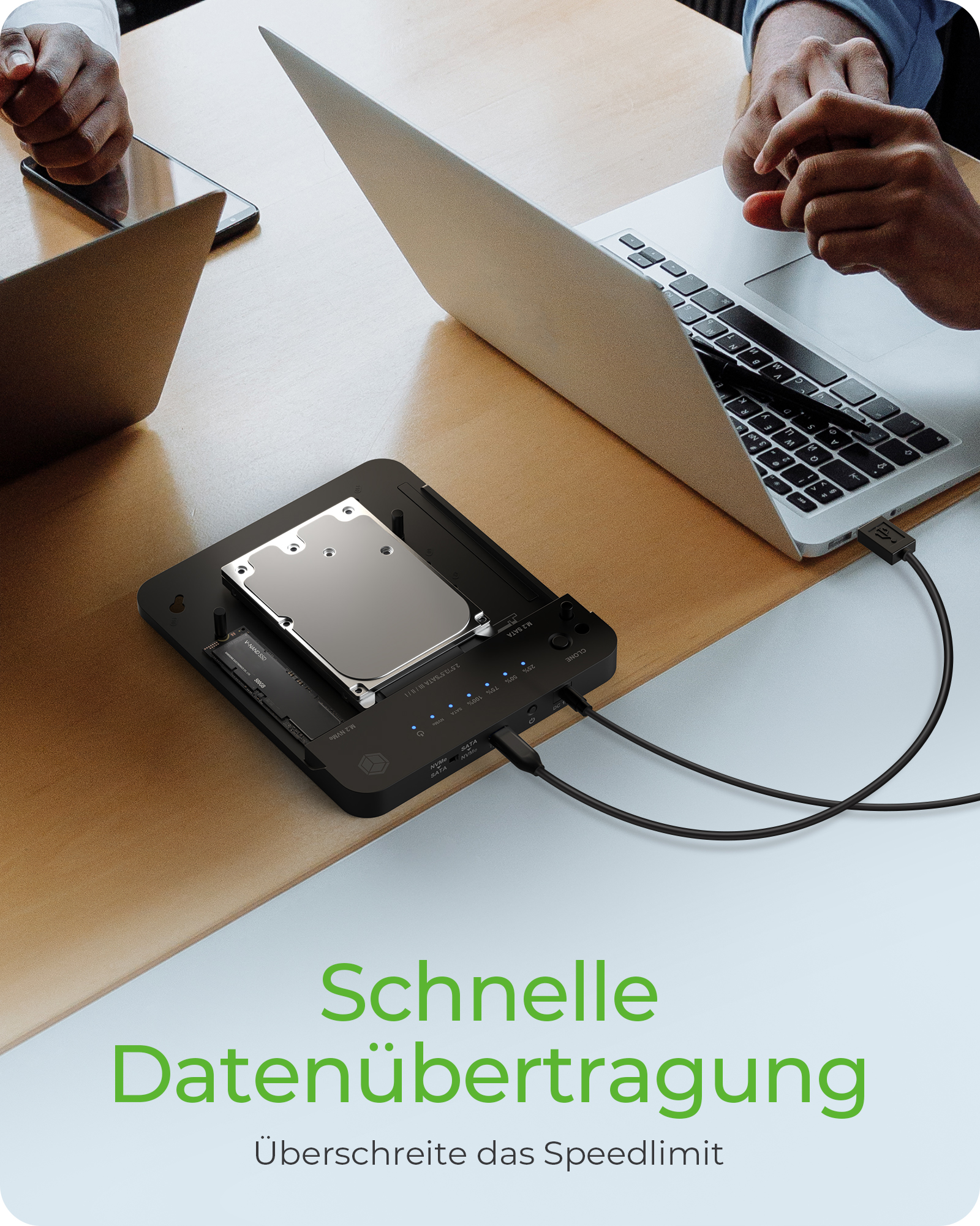 CloneStation & DockingStation für M.2 NVME & SATA 2.5''/3.5'' SSD/HDD