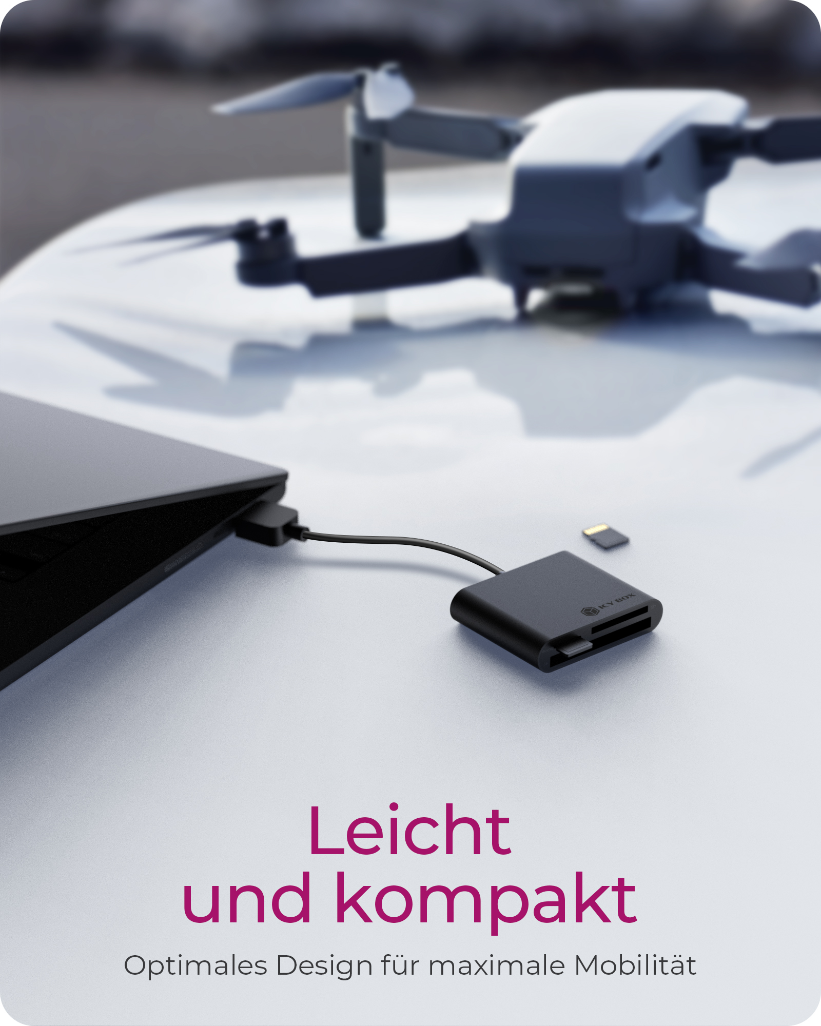 3-fach Kartenleser mit USB 3.0 Type-A Anschluss