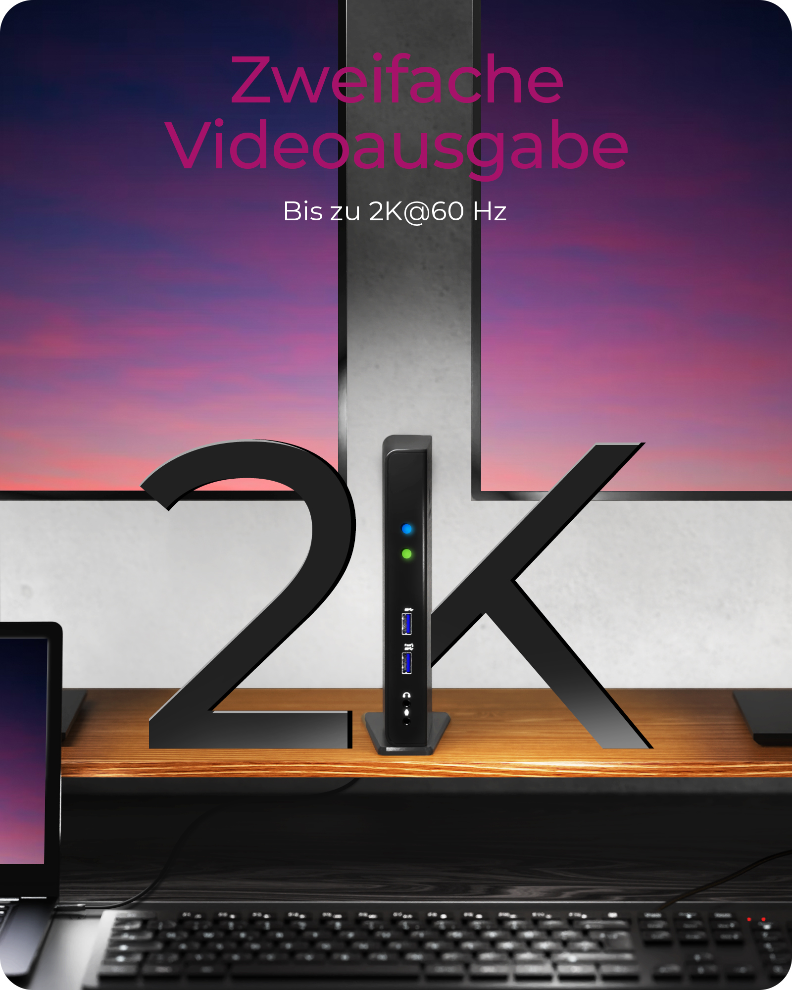 11-in-1 USB 3.0 Type-A Dock mit zwei Videoanschlüssen