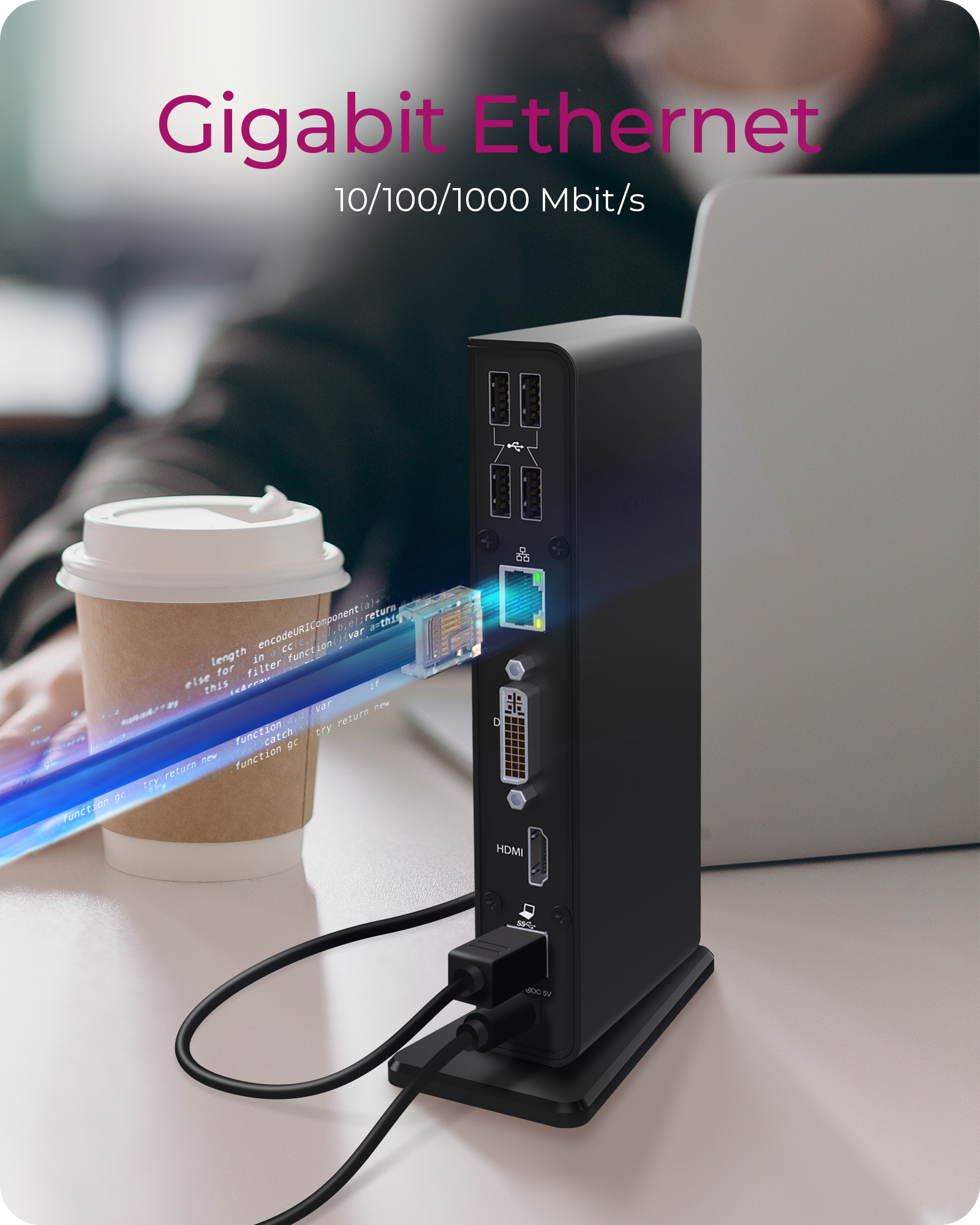 11-in-1 USB 3.0 Type-A Dock mit zwei Videoanschlüssen