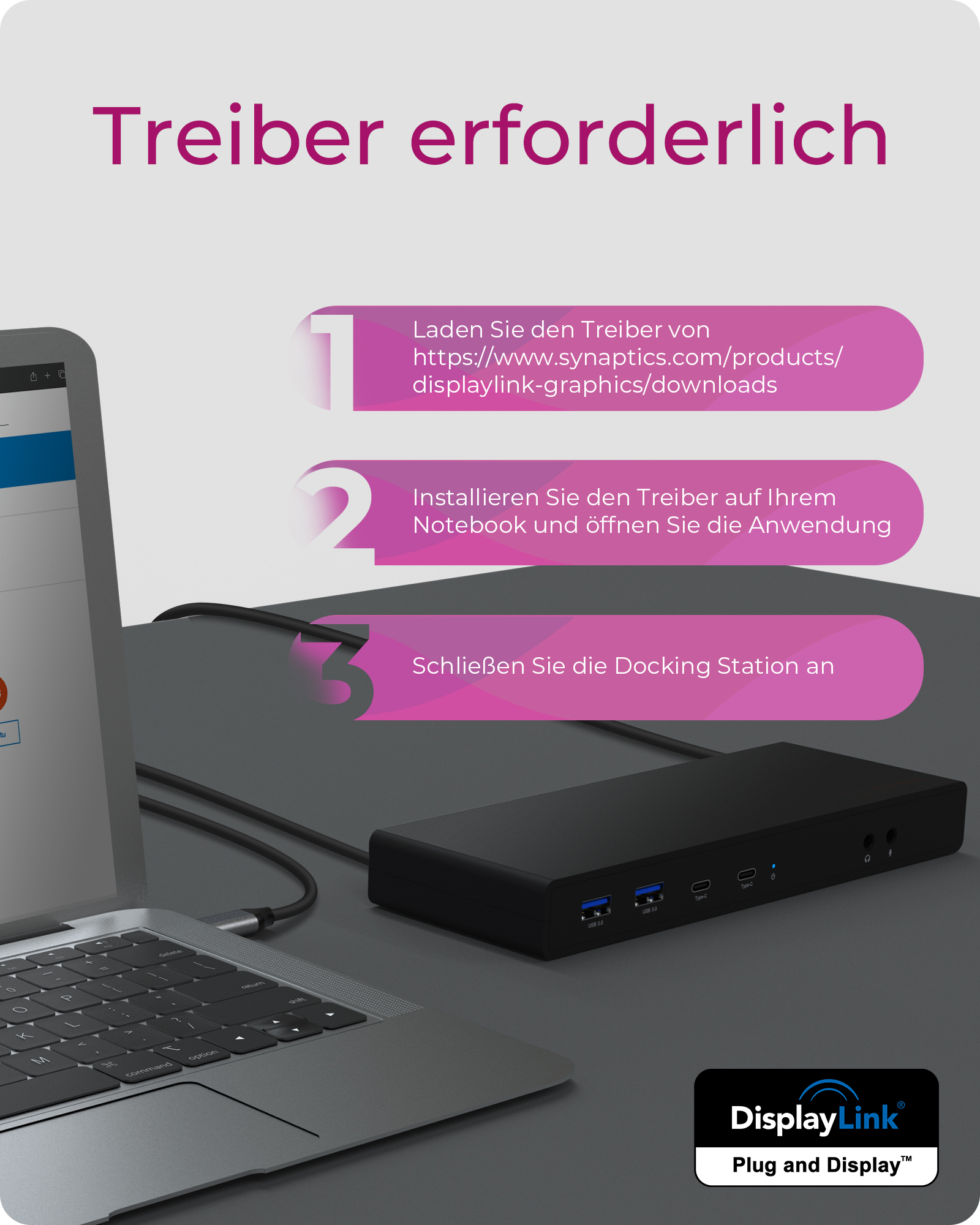 13-in-1 USB 3.0 Type-A + Type-C® Dock mit PD 65 W