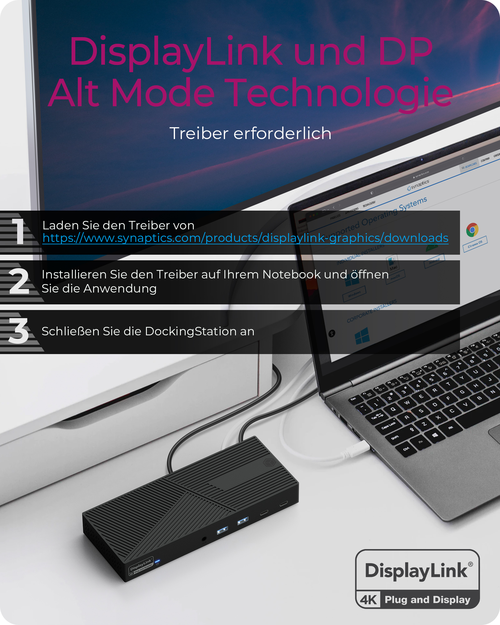 11-in-1 Hybrid DockingStation mit dreifacher Videoausgabe