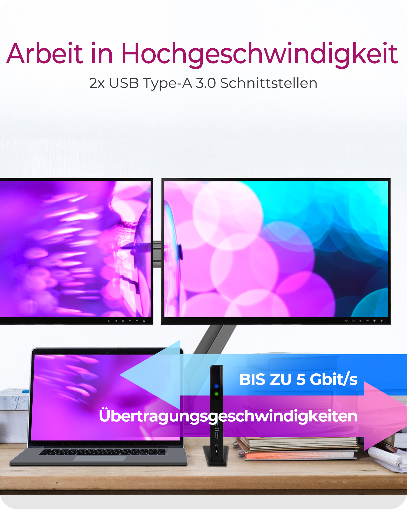 11-in-1 USB 3.0 Type-A + Type-C® Dock mit zwei HDMI® Anschlüssen