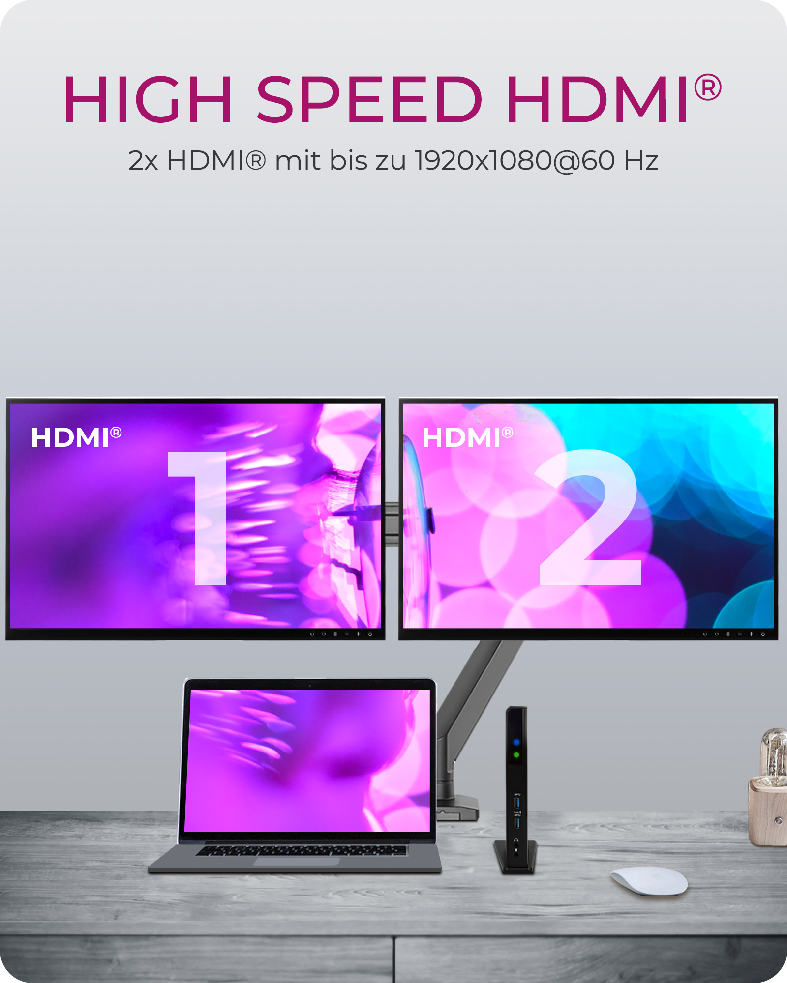 11-in-1 USB 3.0 Type-A + Type-C® Dock mit zwei HDMI® Anschlüssen