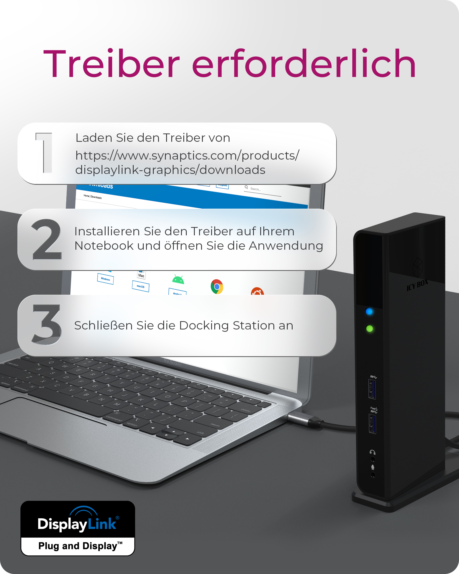 11-in-1 USB 3.0 Type-A + Type-C® Dock mit zwei HDMI® Anschlüssen