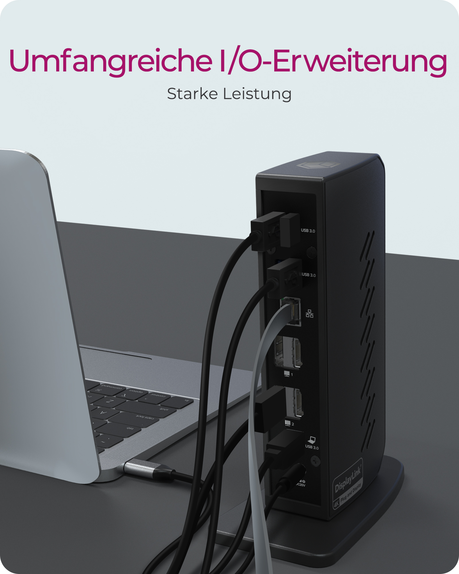 12-in-1 USB Type-C® & Type-A Dock mit zweifachem Videoausgang