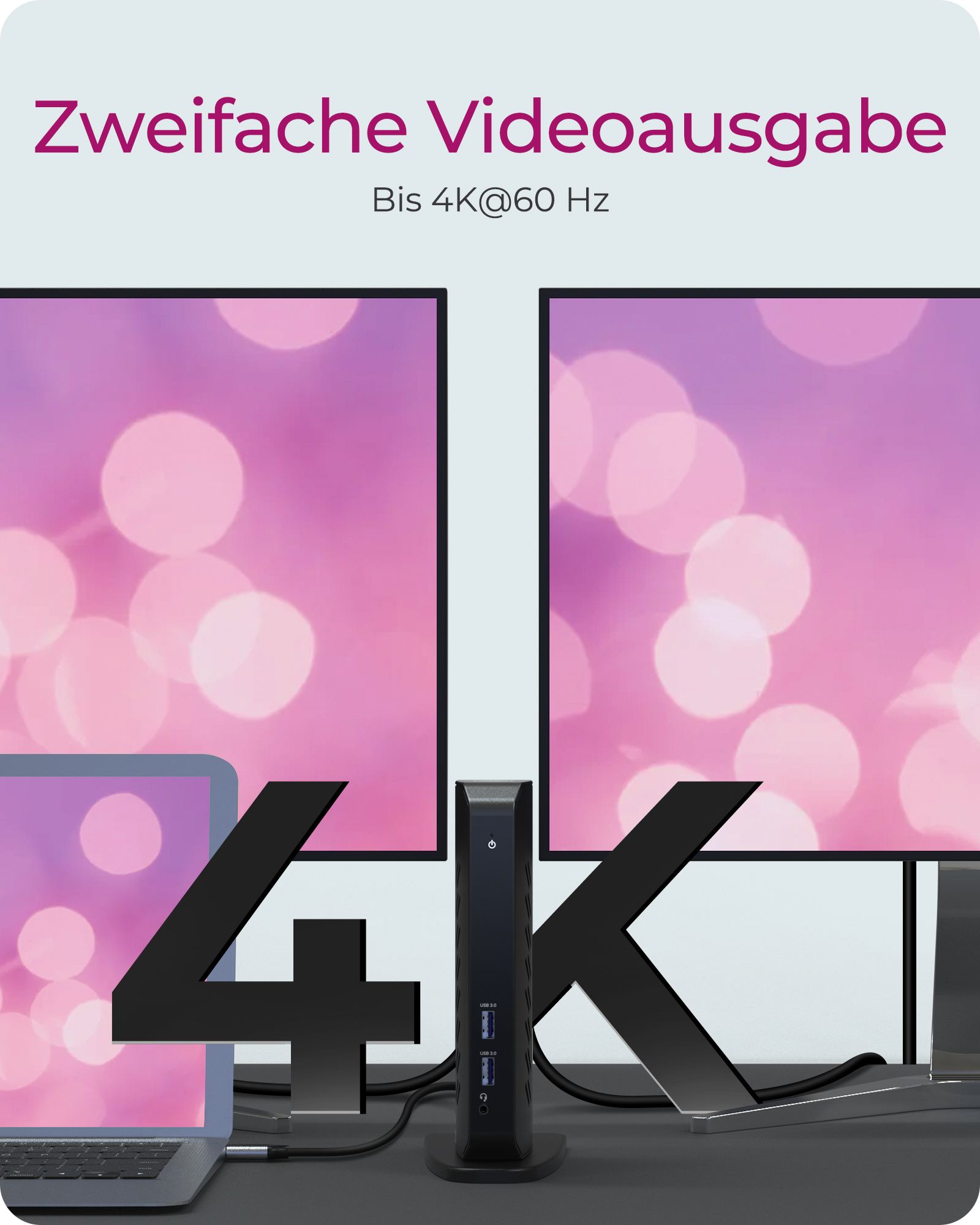12-in-1 USB Type-C® & Type-A Dock mit zweifachem Videoausgang