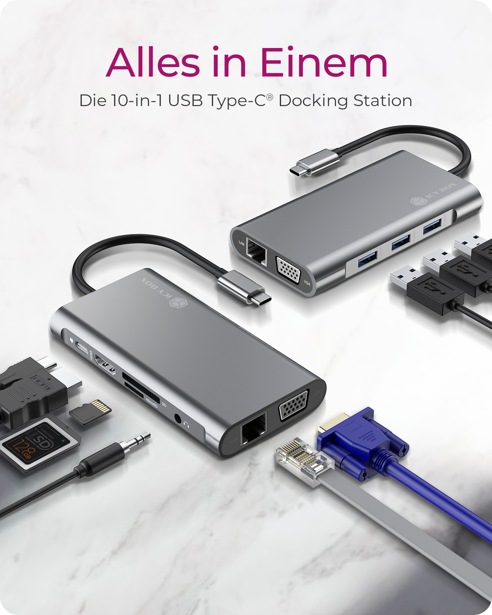 10-in-1 USB Type-C® Dock mit PD 100 W