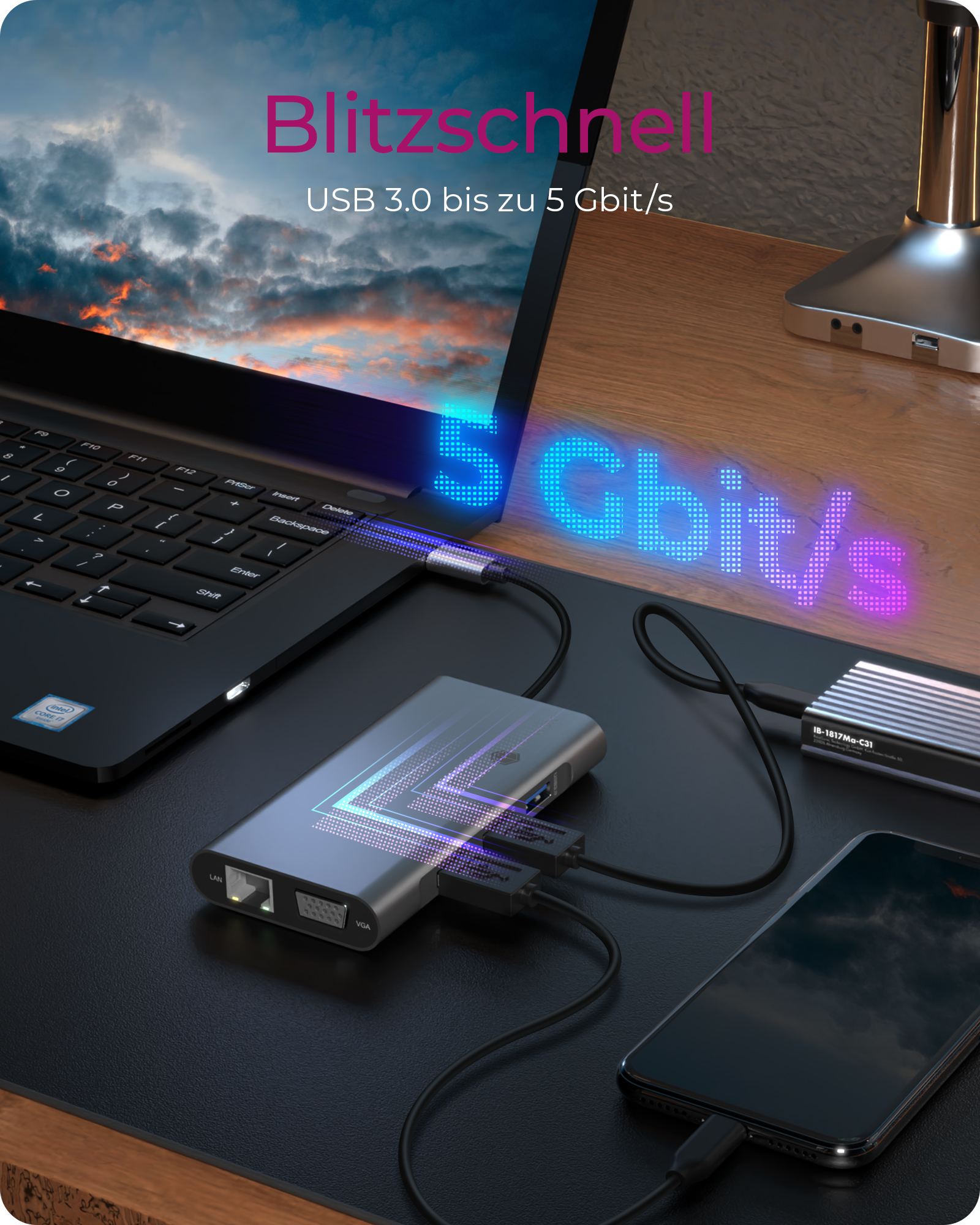 10-in-1 USB Type-C® Dock mit PD 100 W