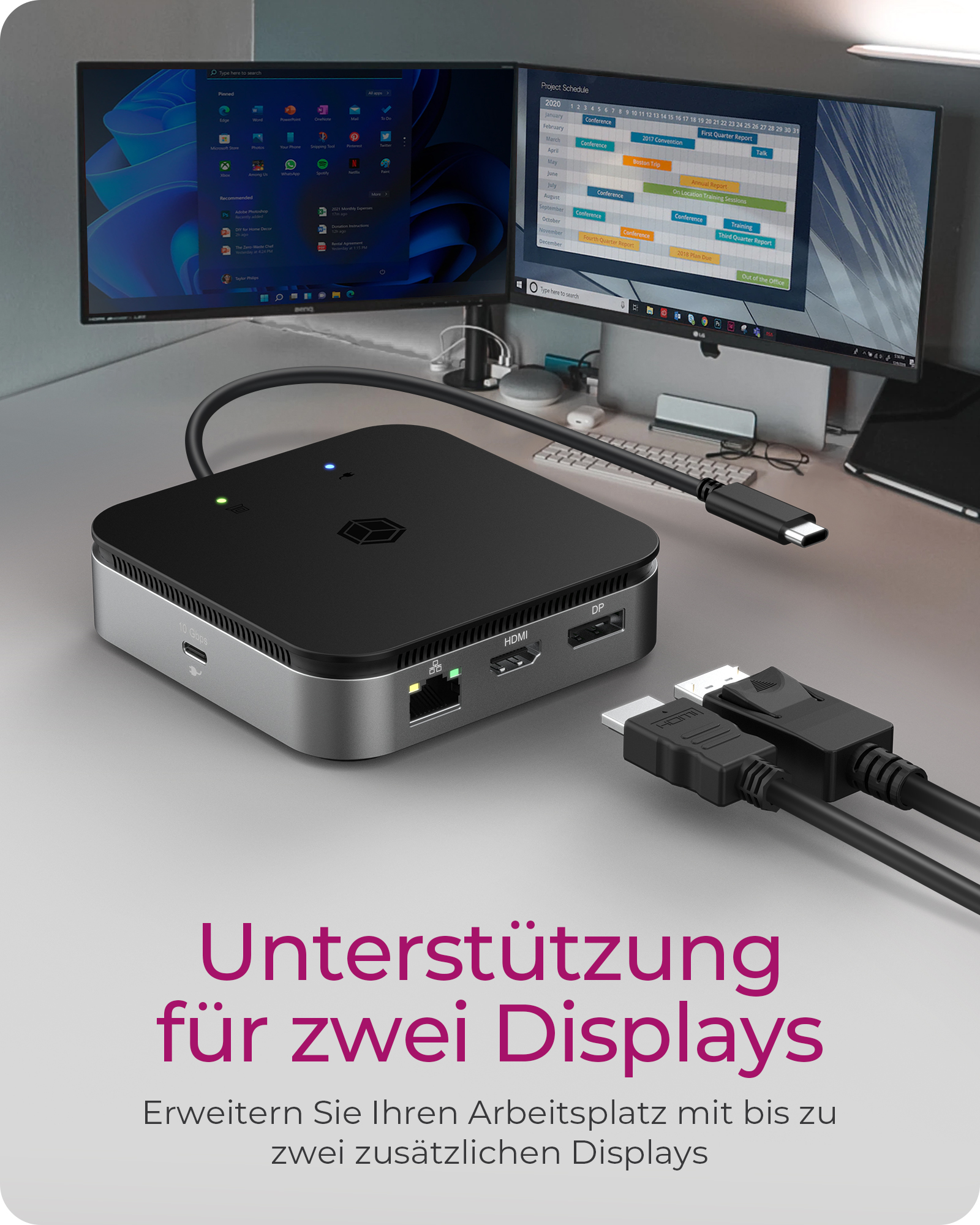 7-in-1 USB4® DockingStation mit zweifacher Videoausgabe
