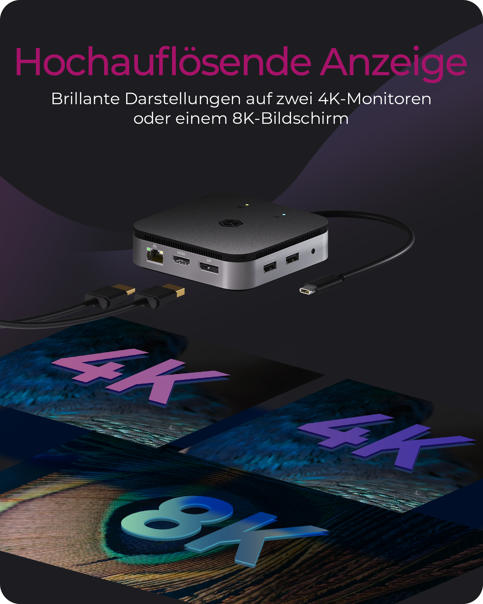 7-in-1 USB4® DockingStation mit zweifacher Videoausgabe