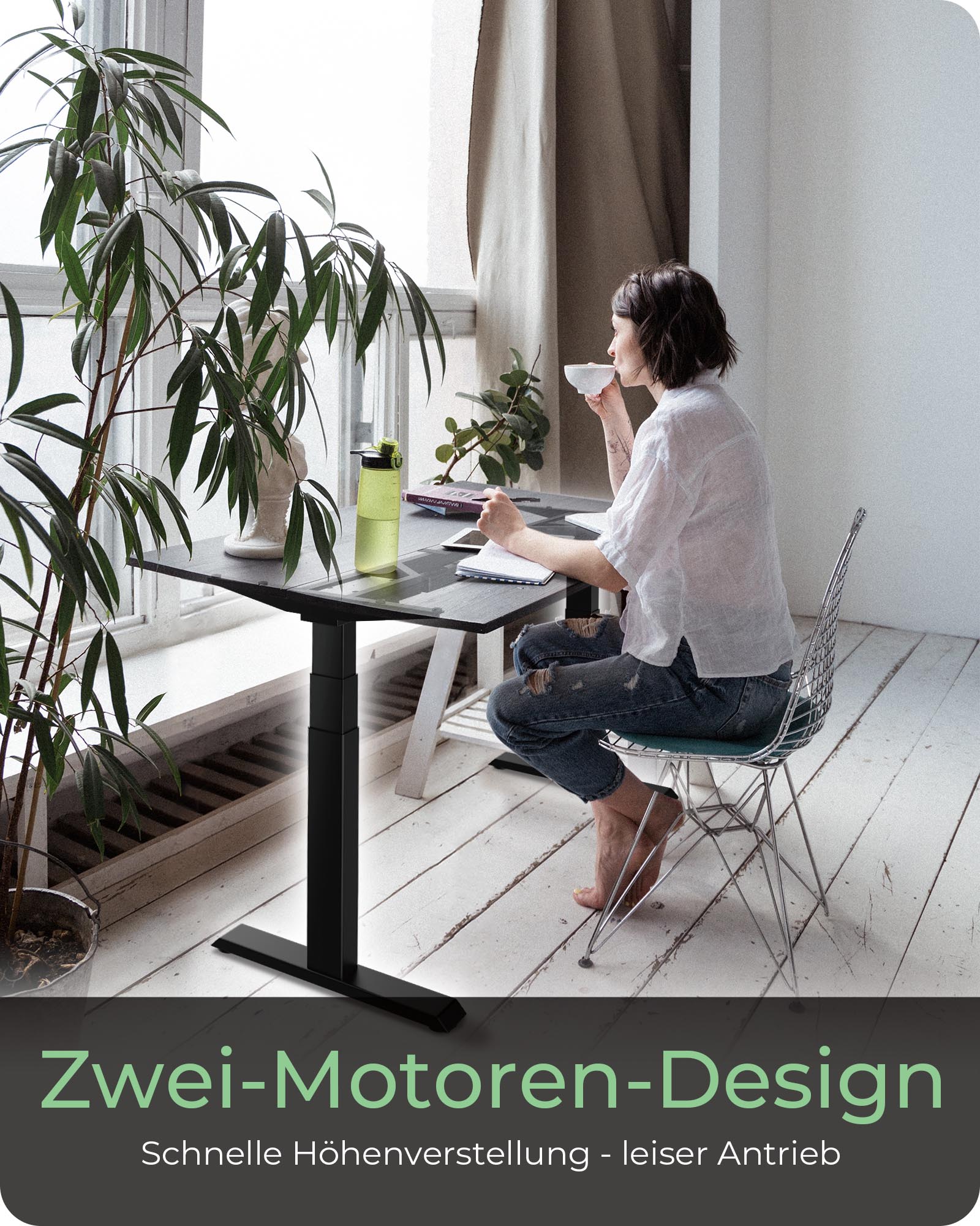 Ergonomisches Tischgestell Motorisierte Sitz-/Steh-Lösung ohne Tischplatte